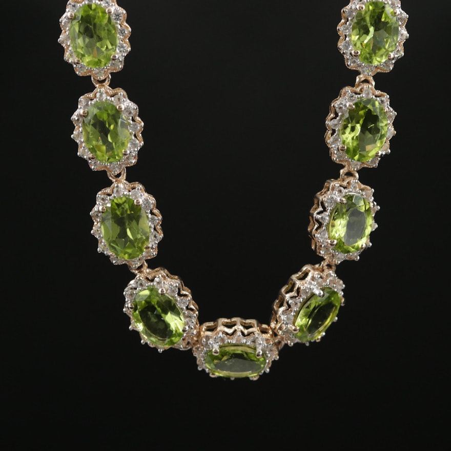 Sterling Silver Peridot and Topaz Necklace