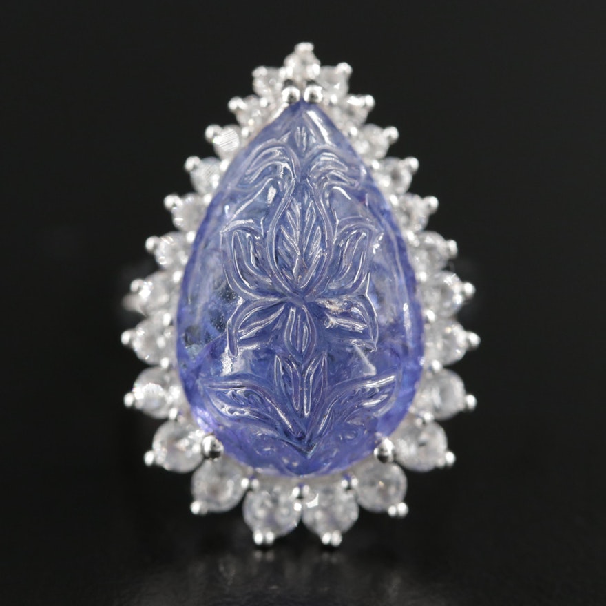 Sterling Silver Tanzanite and White Topaz Ring