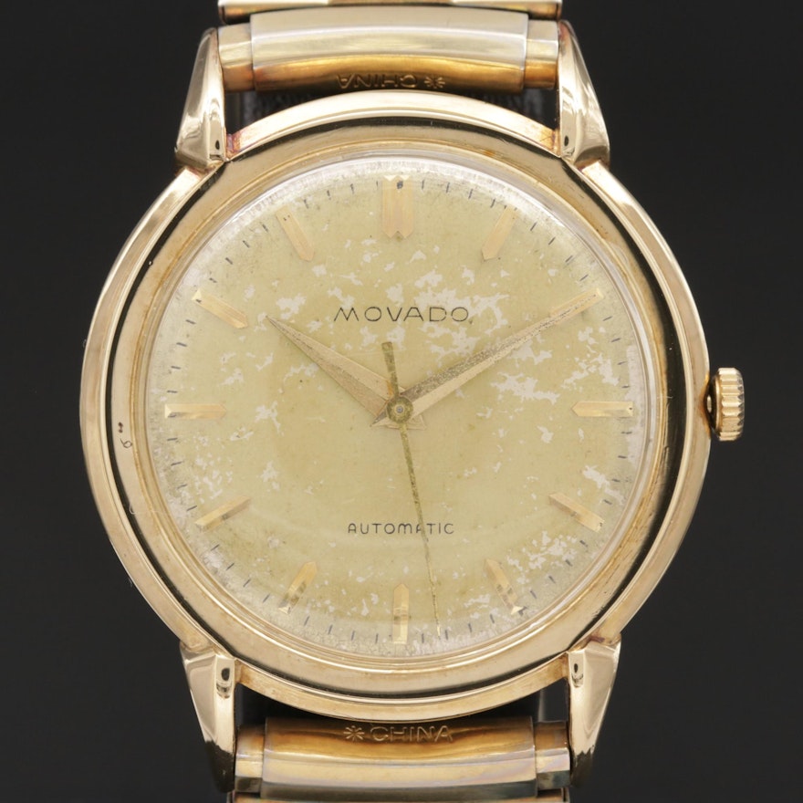 Movado 14K Gold Automatic Wristwatch, Vintage