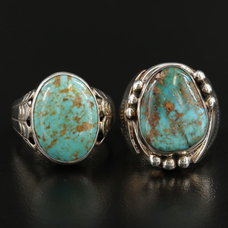 Southwestern Style Sterling Silver Turquoise Rings