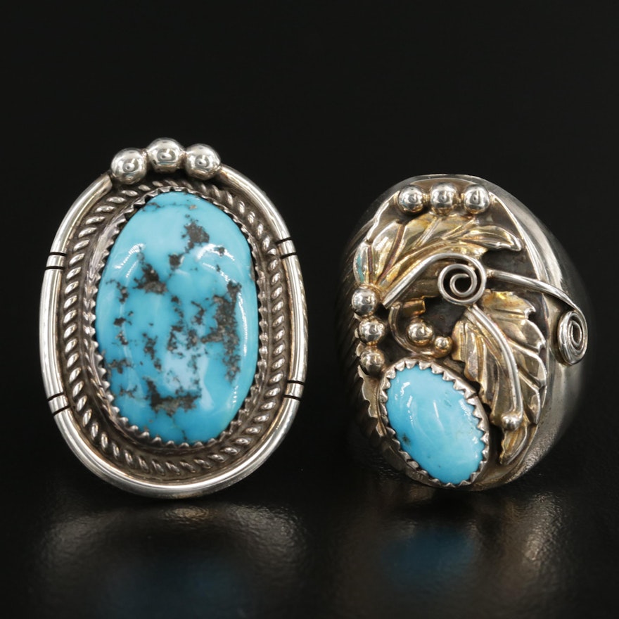 Southwestern Style Sterling Silver Turquoise Rings