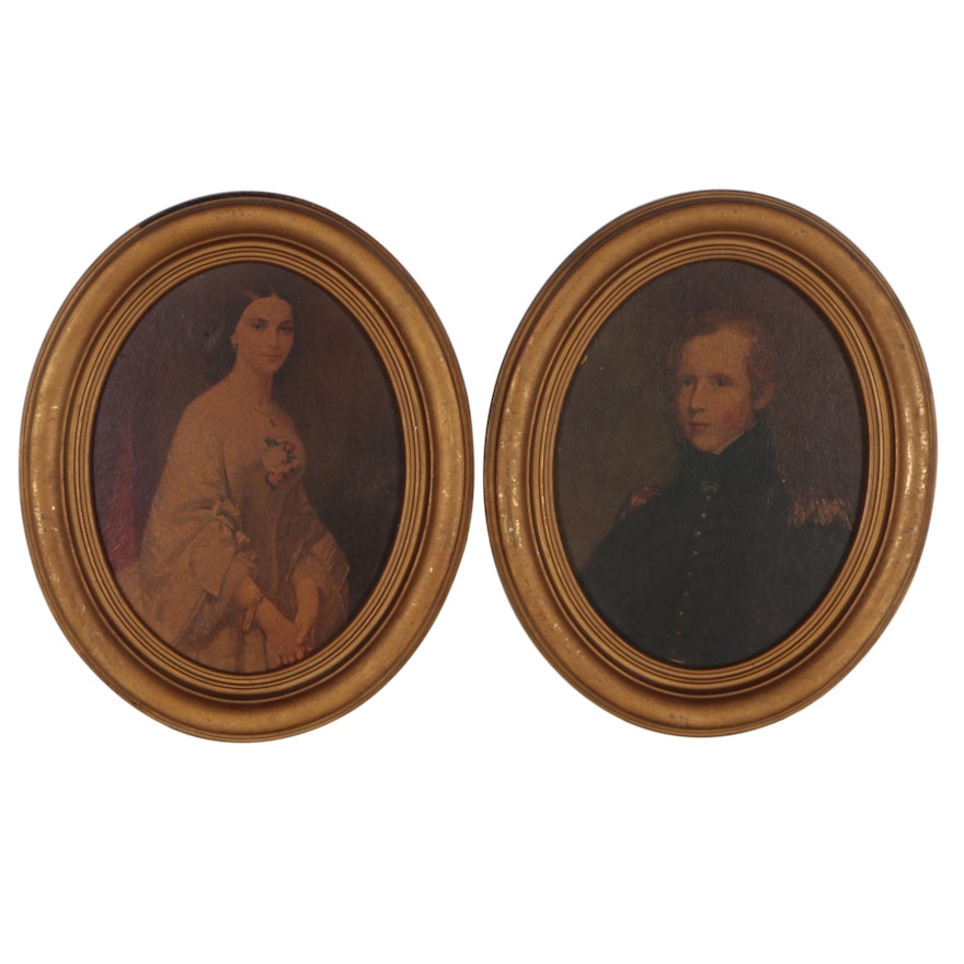 Victorian Marriage Portraits Embellished Offset Lithographs
