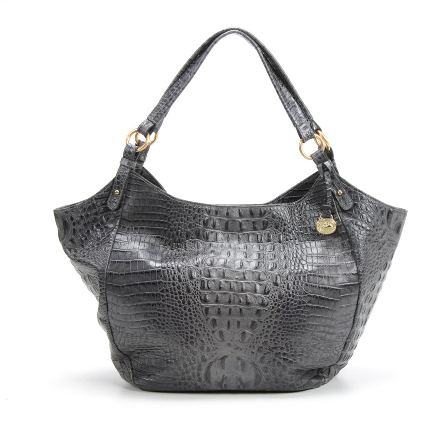 Brahmin Croc-Embossed Melbourne Slate Leather Jacqueline Hobo Tote