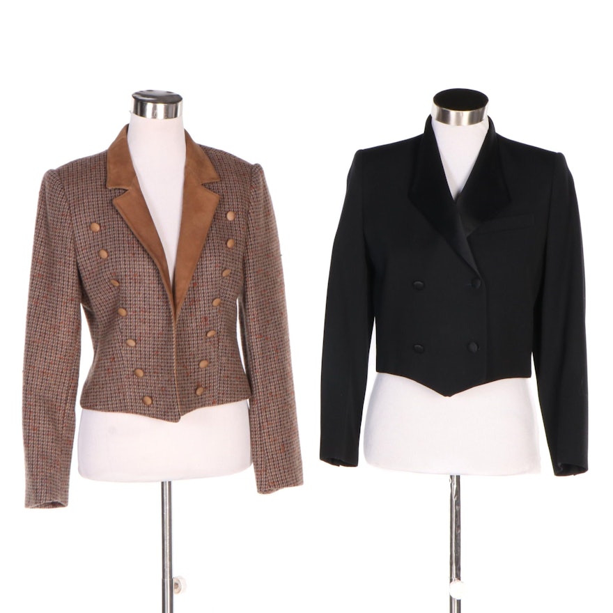 Saks Fifth Avenue Cropped Wool Jackets Including Harvé Bernard, 1980s Vintage