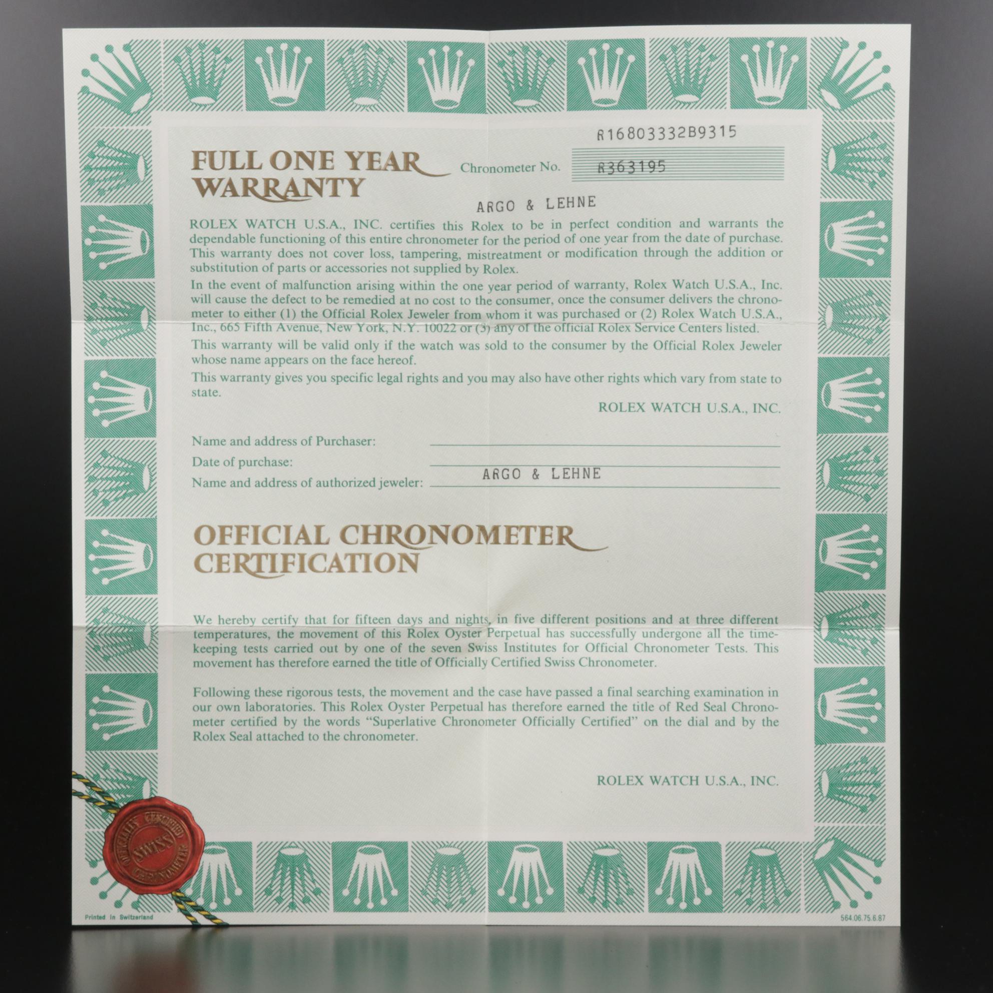 Rolex Submariner 16803 18K Gold and Stainless Steel Automatic Watch