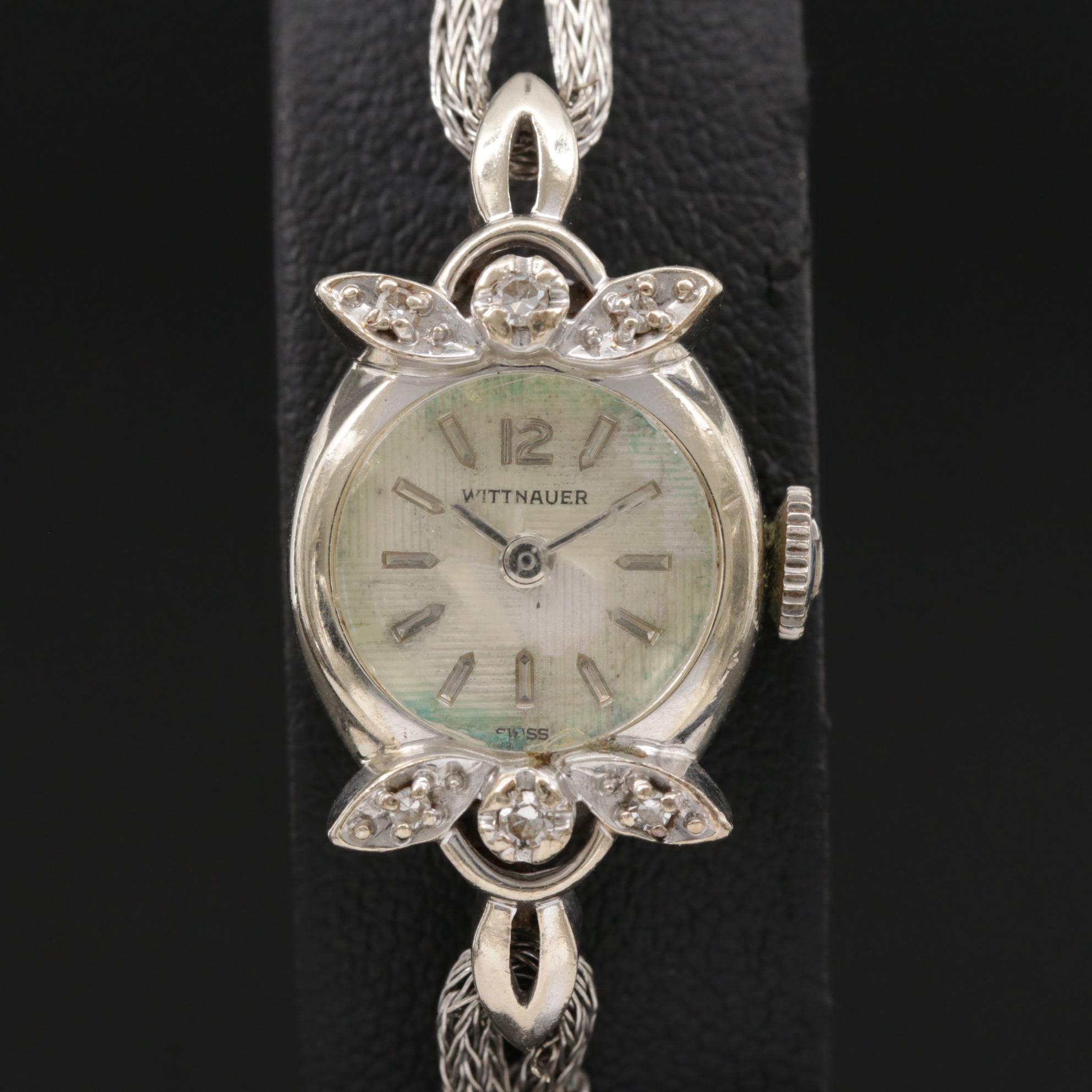 Wittnauer 14K Gold and Diamond Stem Wind Watch