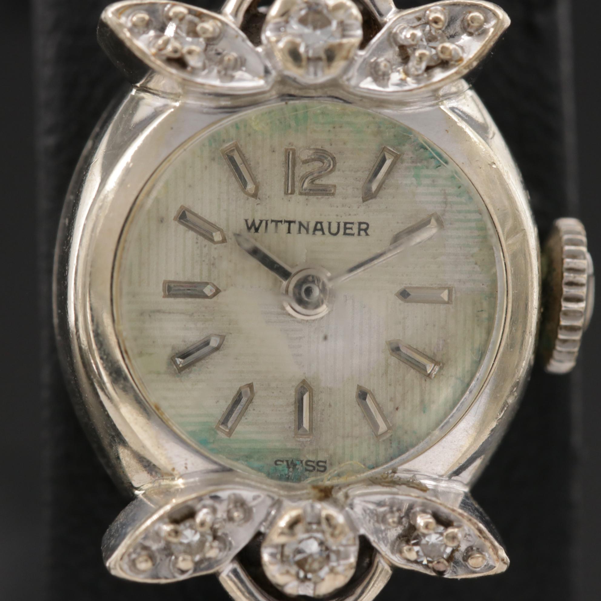 Wittnauer 14K Gold and Diamond Stem Wind Watch