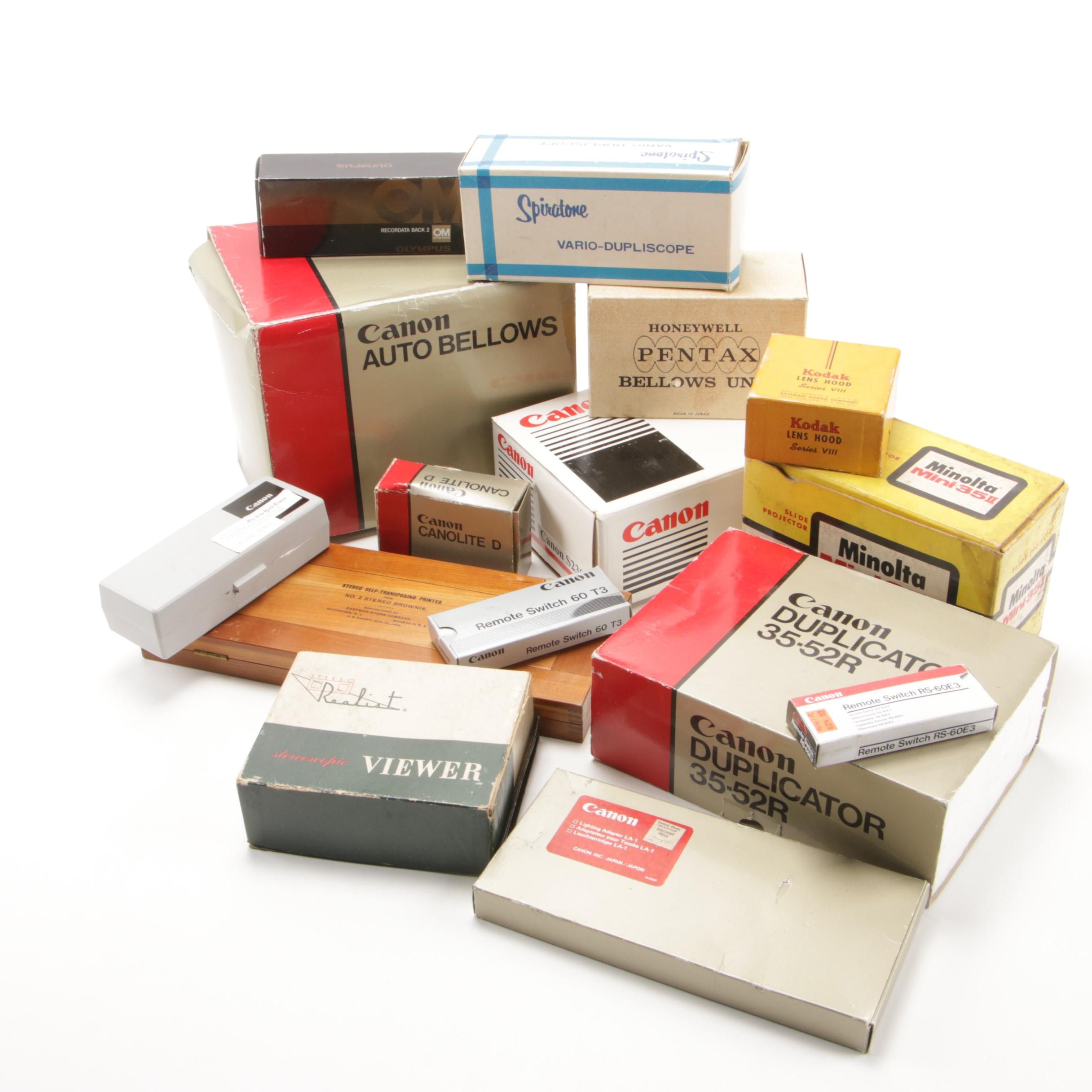 Minolta "Mini 35 II" Slide Projector with Canon Bellows Units, Mid-20th C.