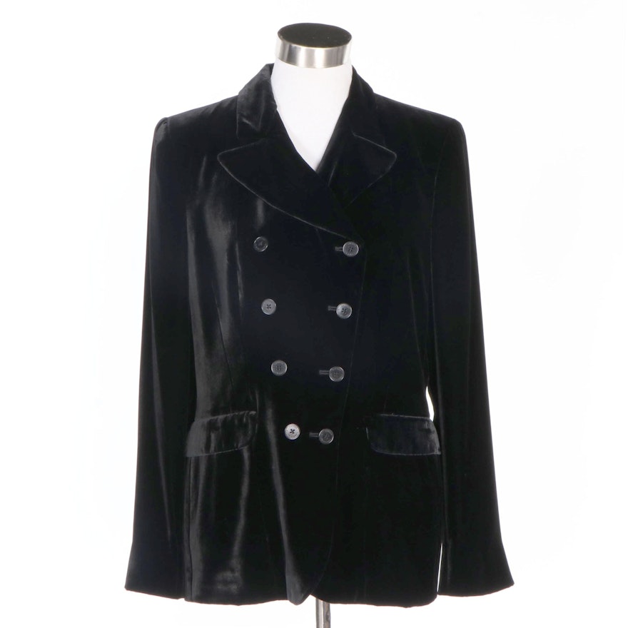 Lauren Ralph Lauren Black Velvet Double-Breasted Jacket