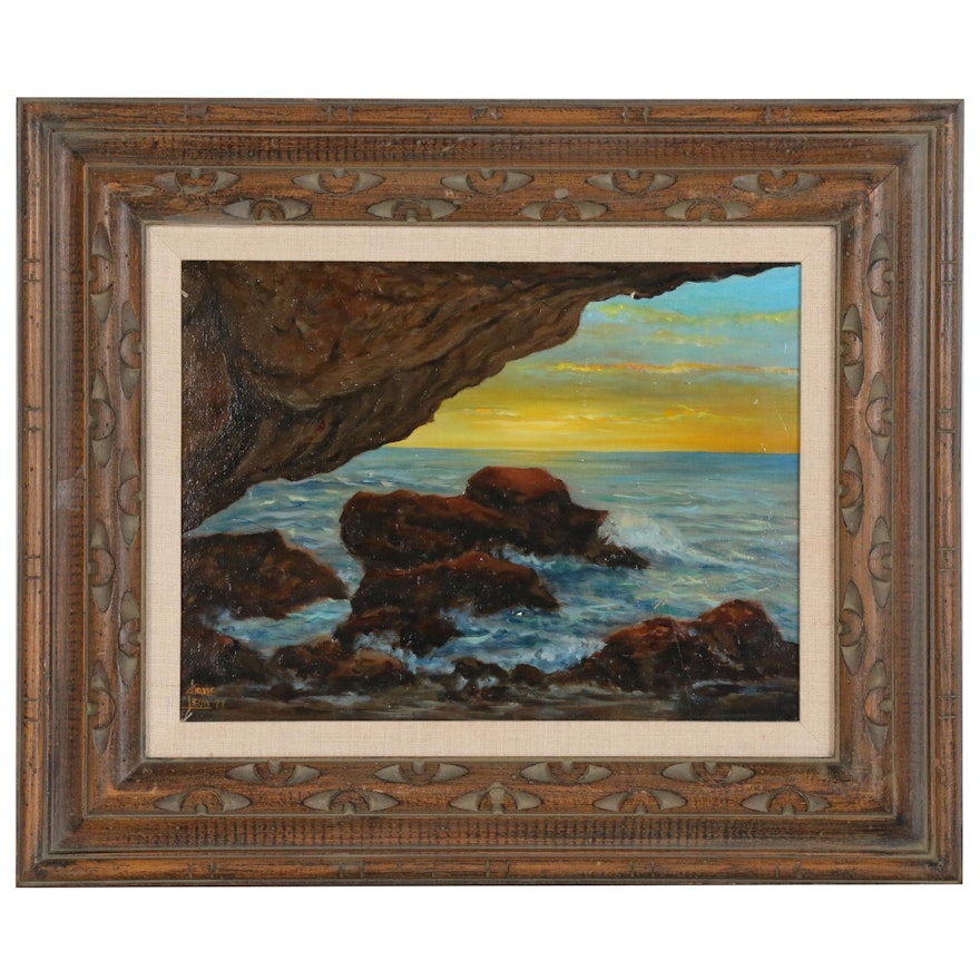 Sunset Seascape Oil Painting, 1977