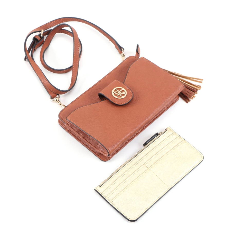 Guess Convertible Tassel Clutch with Removable Metallic Gold Card Wallet