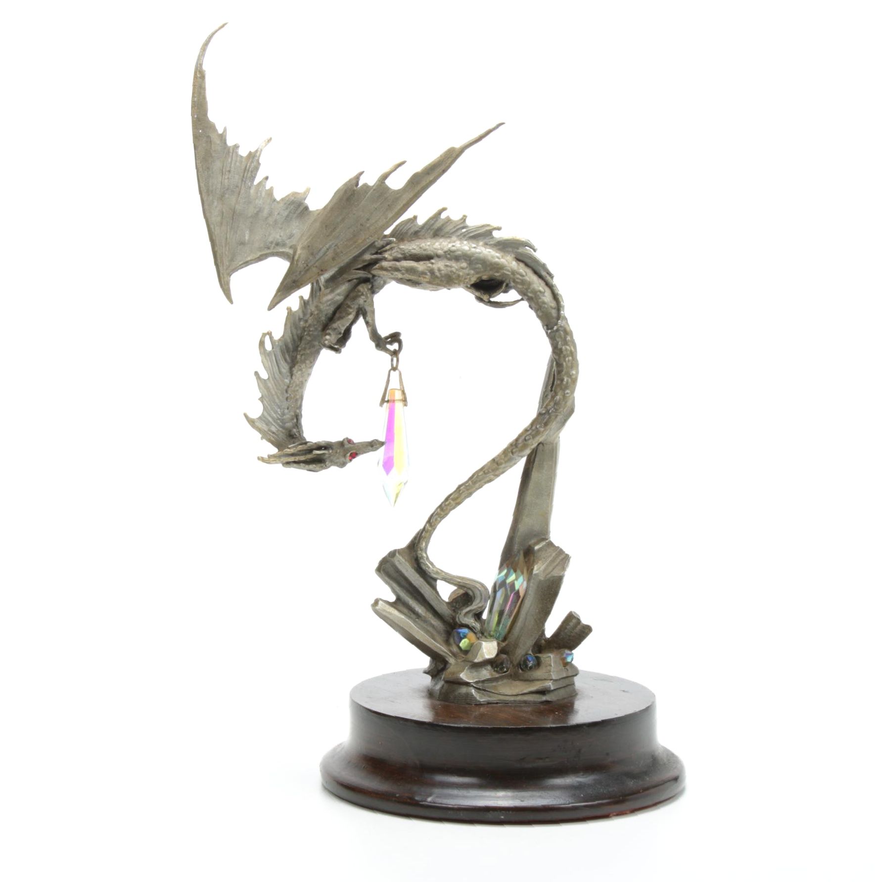 Perth Pewter Dragon Figurine with Prisms Designed by James Lane Casey, 1989