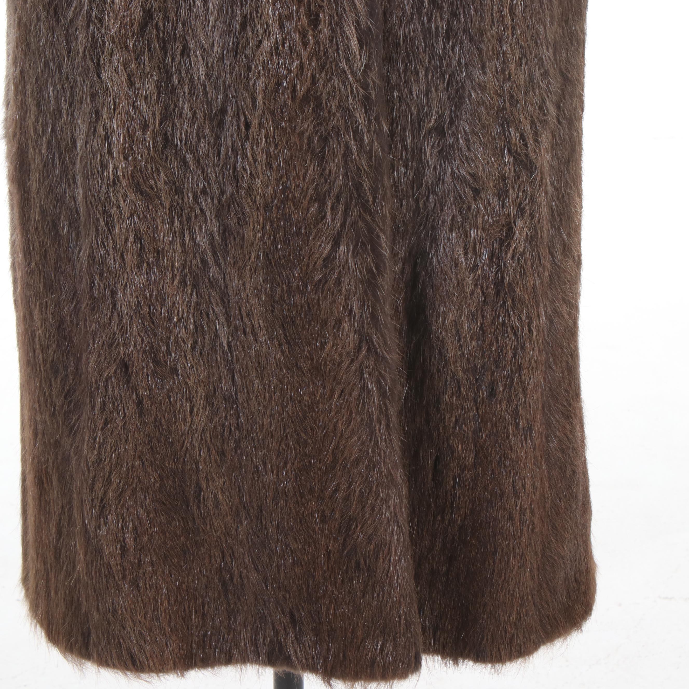 Beaver Fur Coat with Raccoon Fur Shawl Collar by David Hochstein