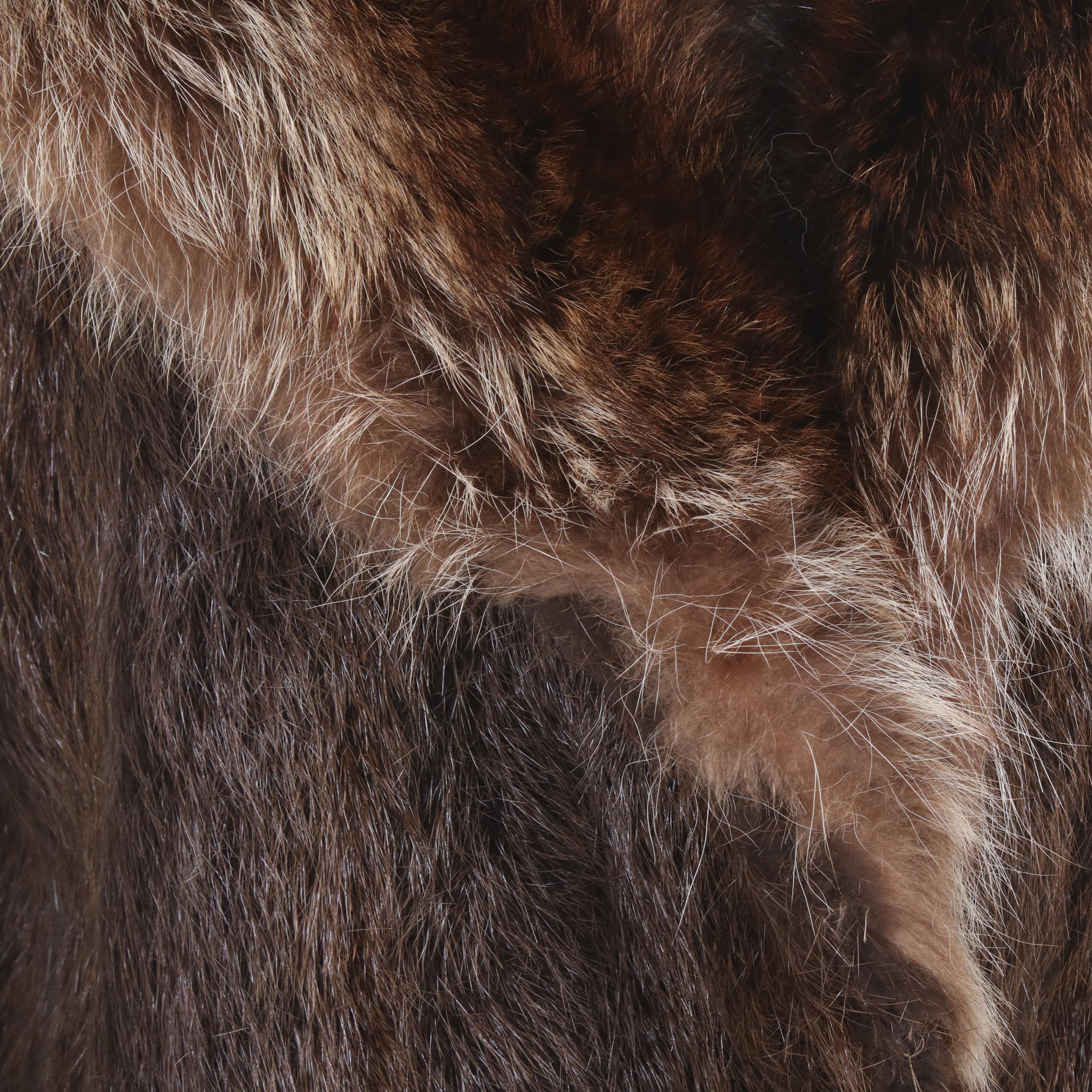 Beaver Fur Coat with Raccoon Fur Shawl Collar by David Hochstein