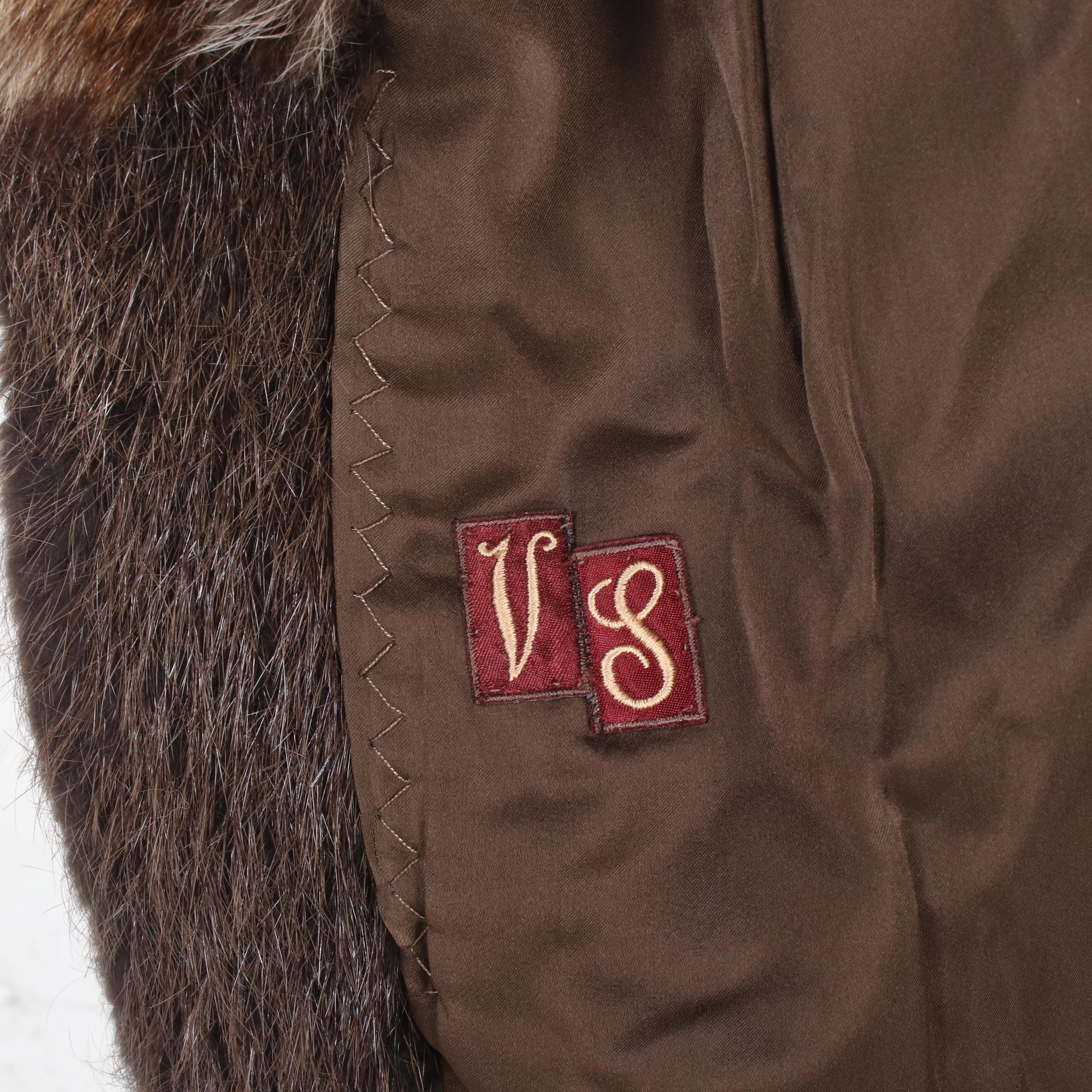 Beaver Fur Coat with Raccoon Fur Shawl Collar by David Hochstein