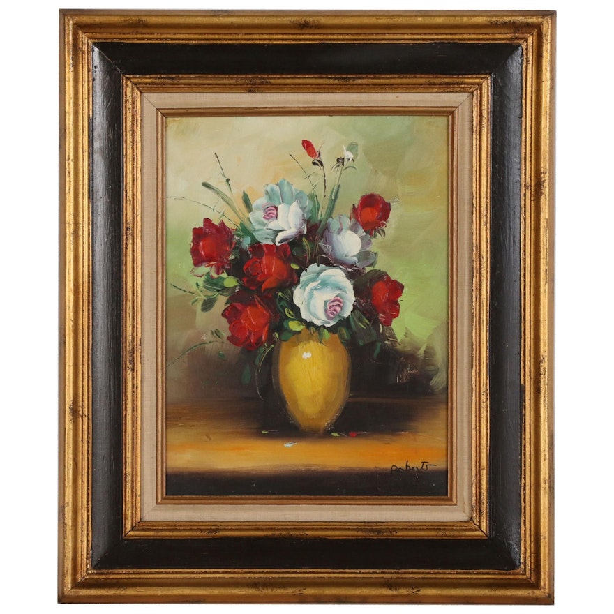 Floral Still Life Oil Painting, Mid to Late 20th Century