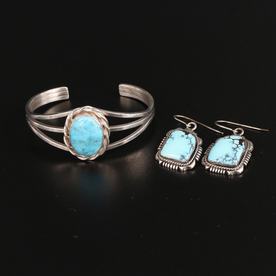 Al Yazze and Robert M. Johnson Navajo Diné Sterling Earrings and Bracelet