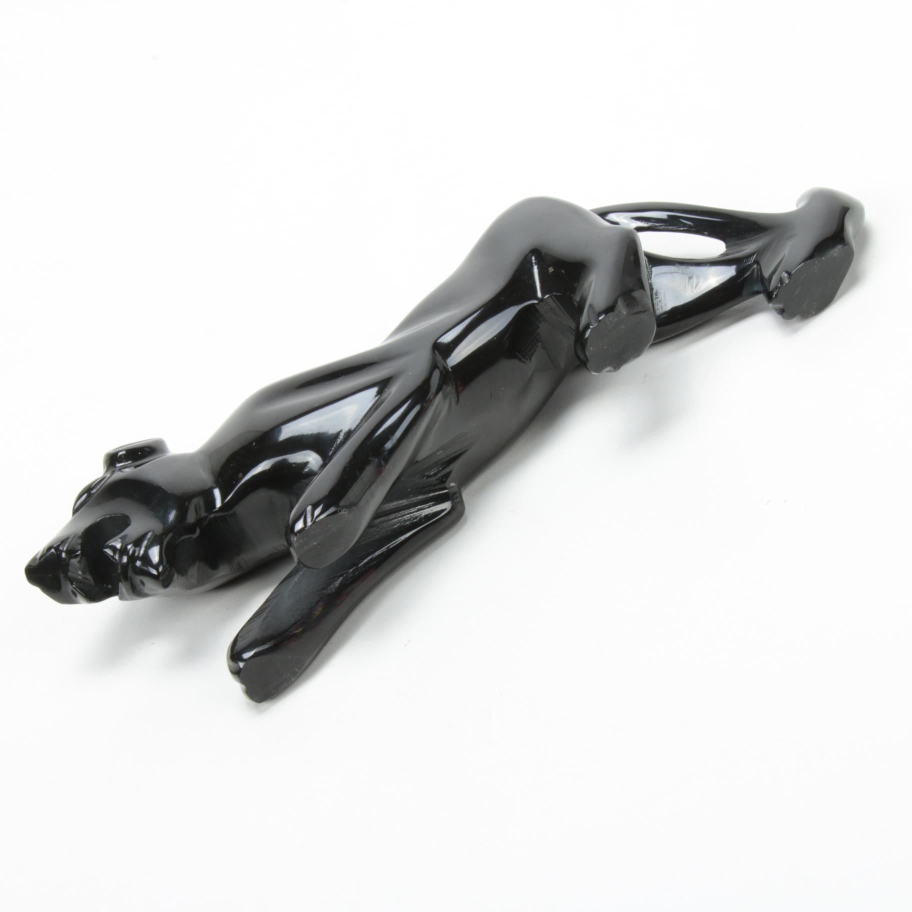 Carved Black Onyx Panther Figurine