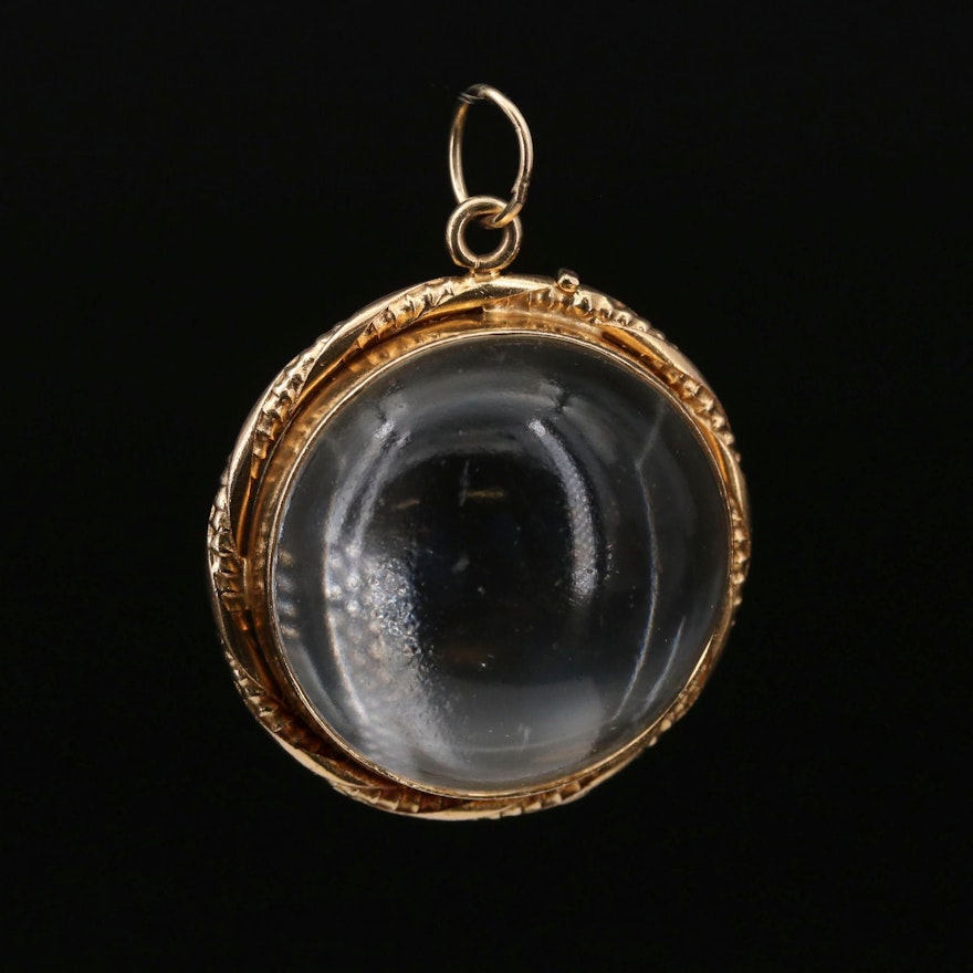 Vintage Victorian Style 14K Yellow Gold Glass Orb Locket