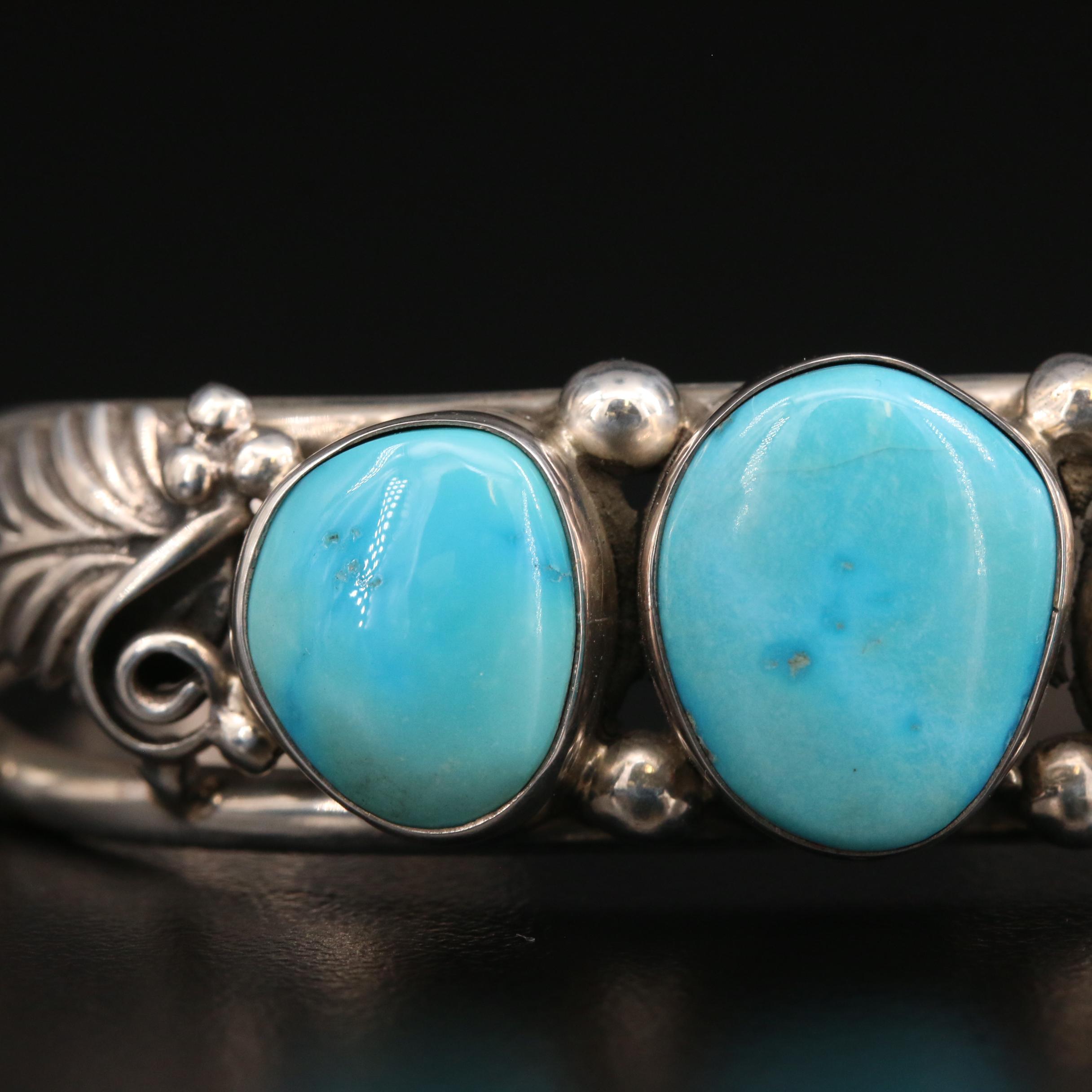 Abraham Begay Navajo Diné Sterling Turquoise Cuff Bracelet