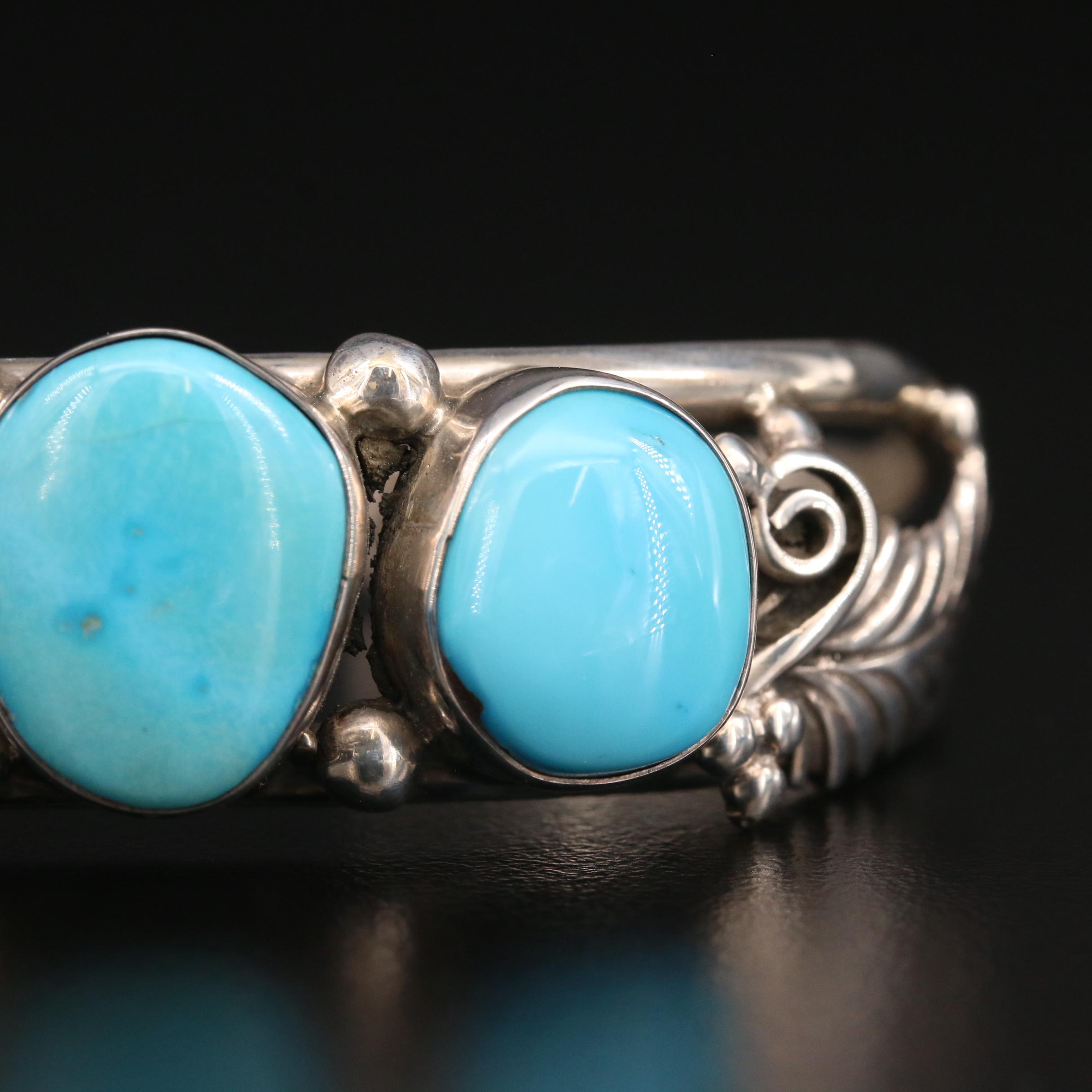 Abraham Begay Navajo Diné Sterling Turquoise Cuff Bracelet