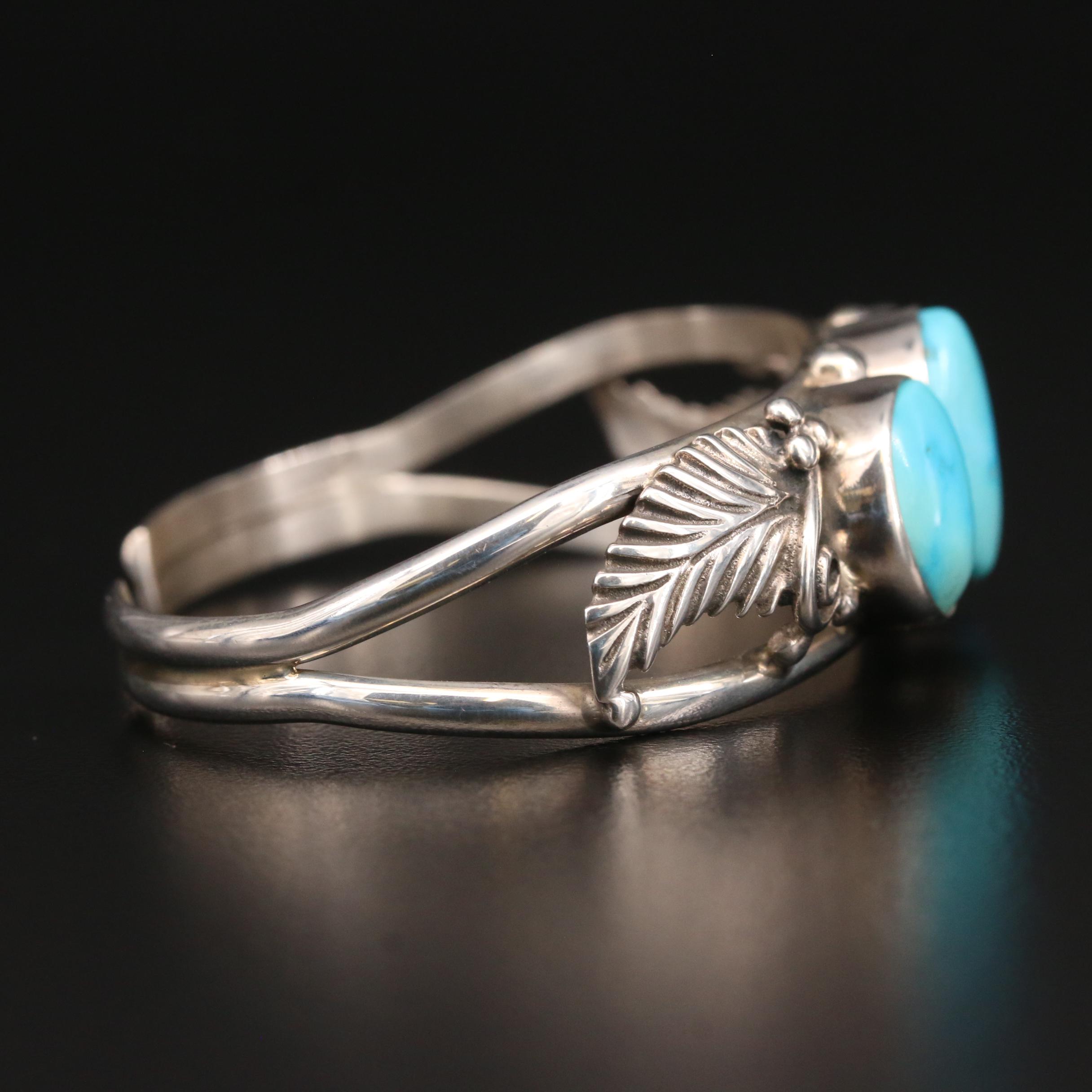 Abraham Begay Navajo Diné Sterling Turquoise Cuff Bracelet