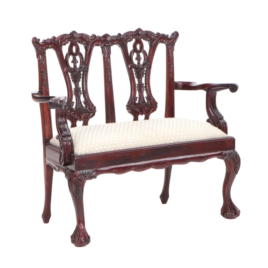 Chippendale Style Mahogany Miniature Double Chairback Settee