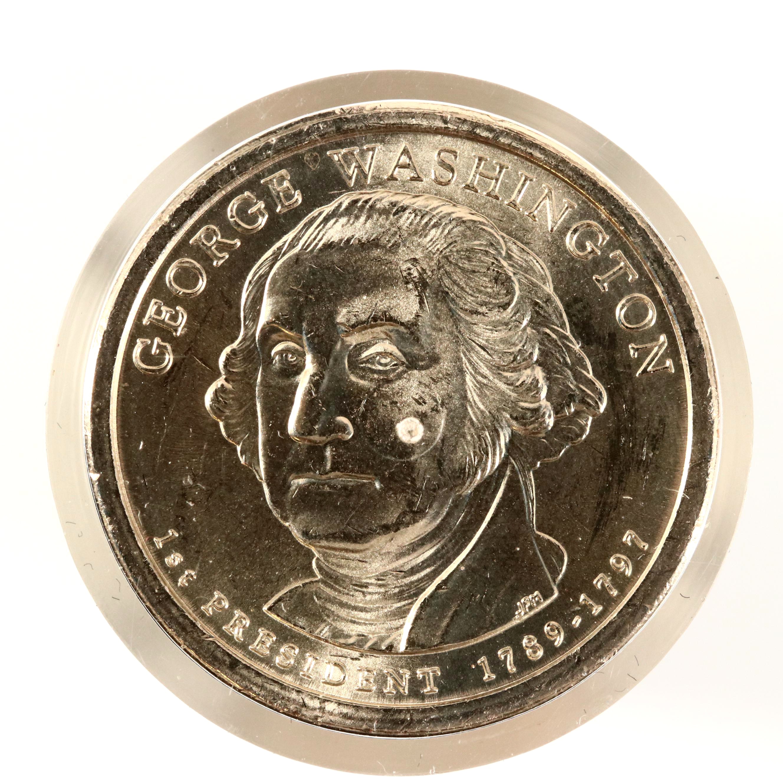 Ballistic Roll of Uncirculated George Washington Presidential One Dollar Coins