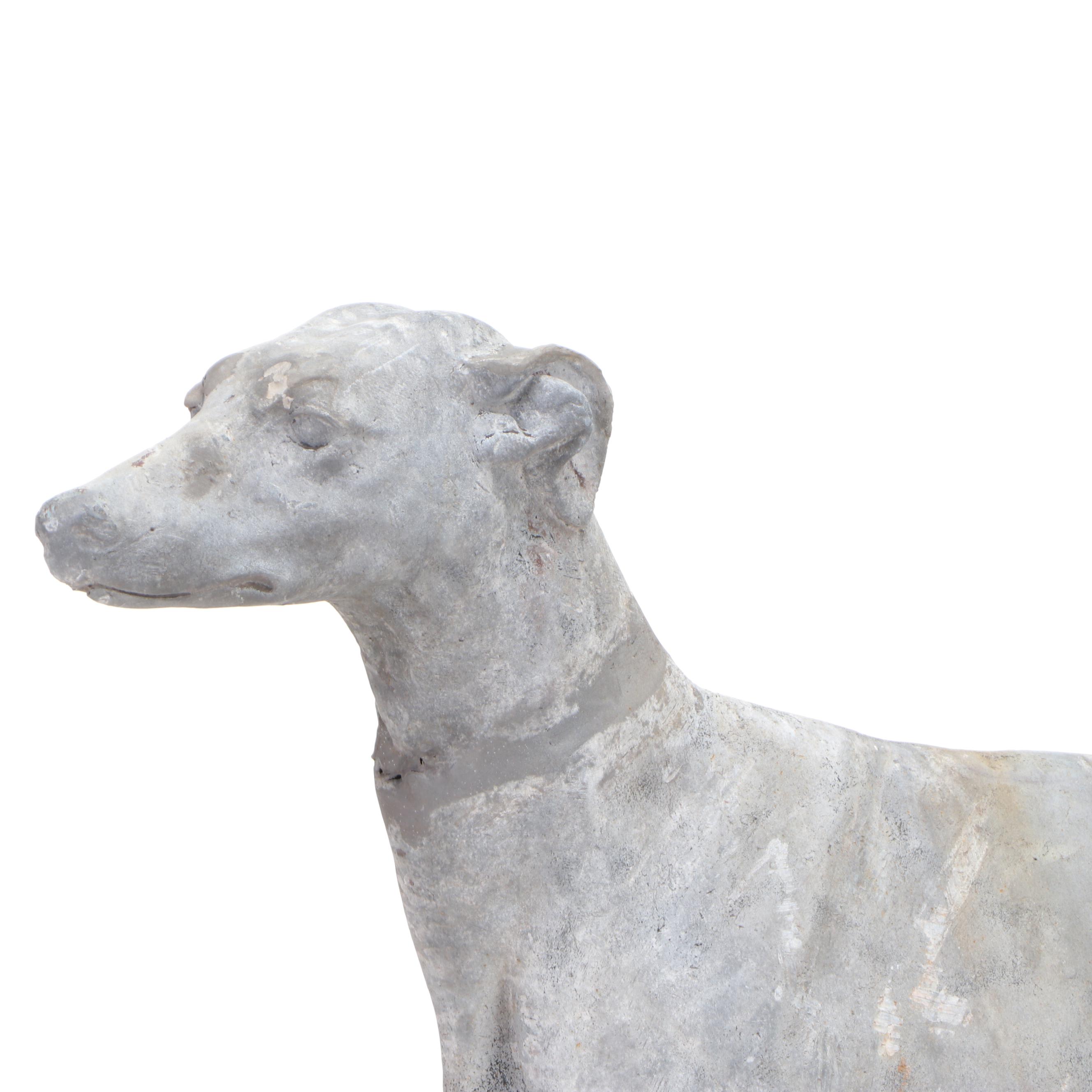Cast Lead Life Size Greyhound Statue, Early 20th Century