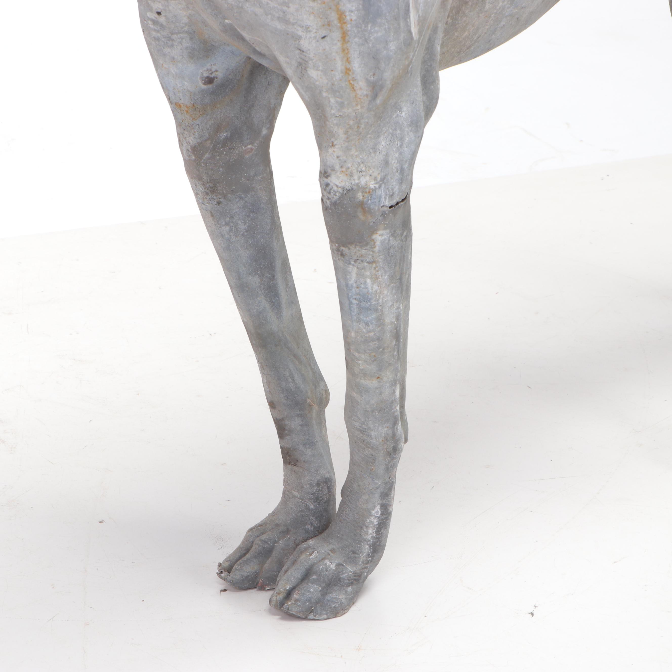 Cast Lead Life Size Greyhound Statue, Early 20th Century