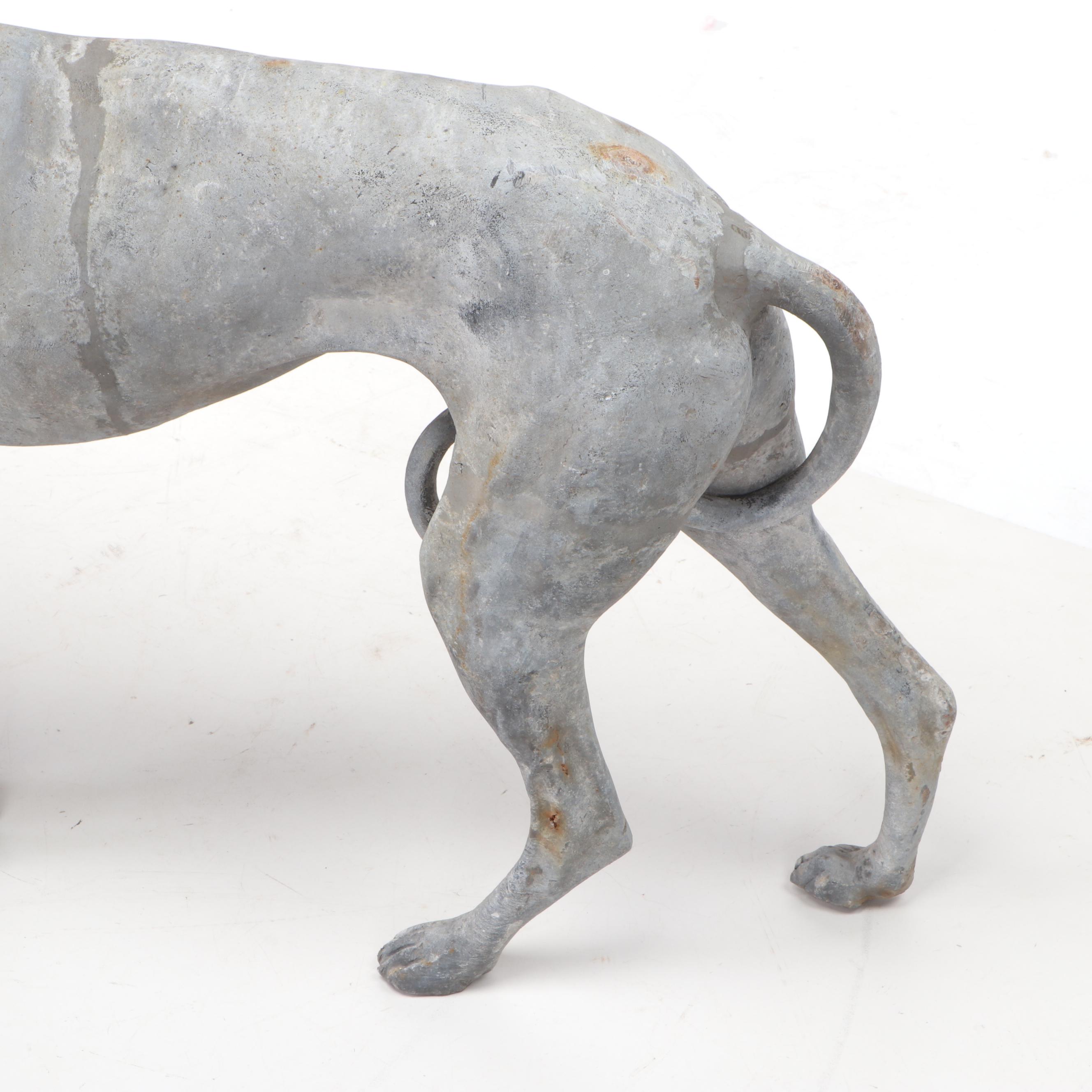 Cast Lead Life Size Greyhound Statue, Early 20th Century