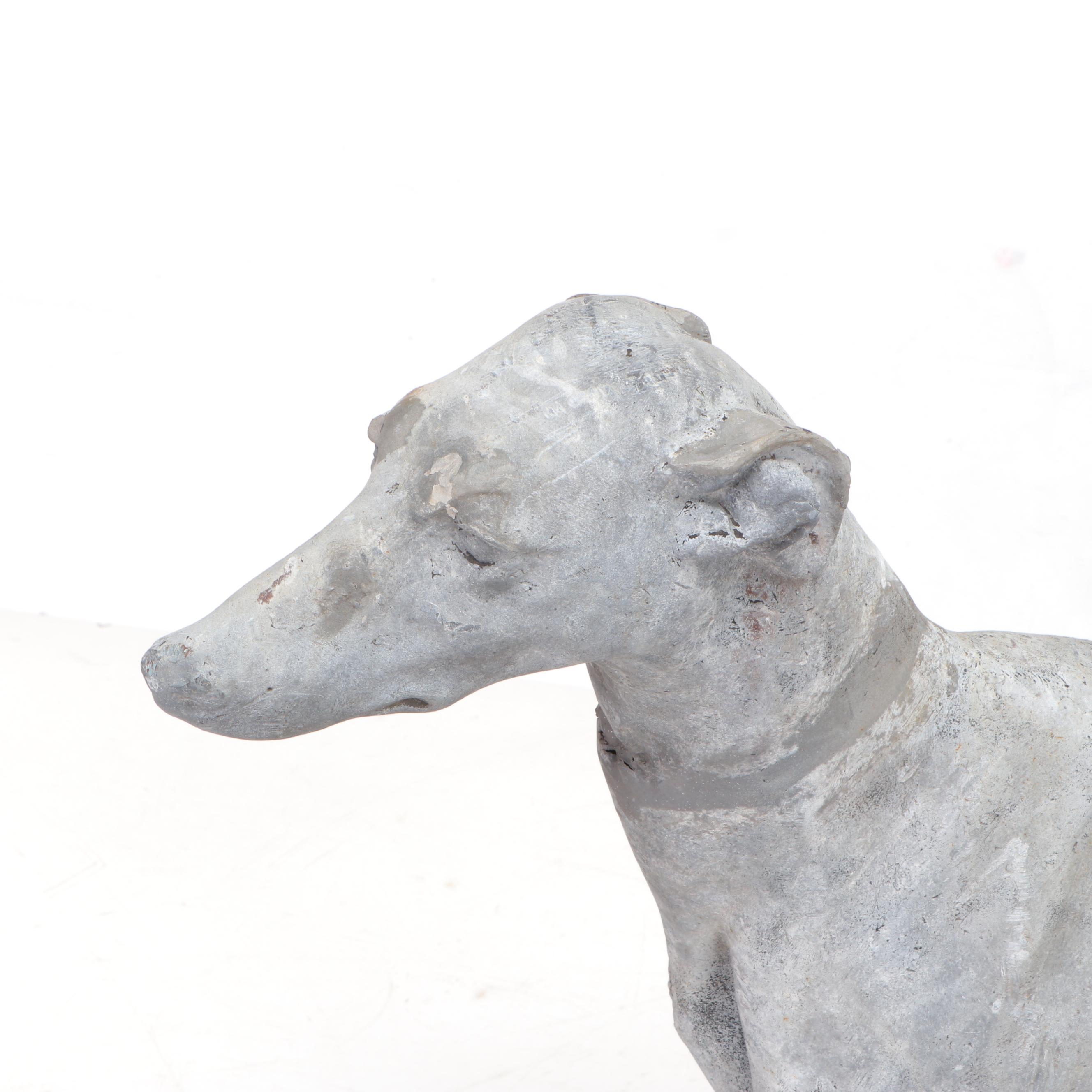 Cast Lead Life Size Greyhound Statue, Early 20th Century