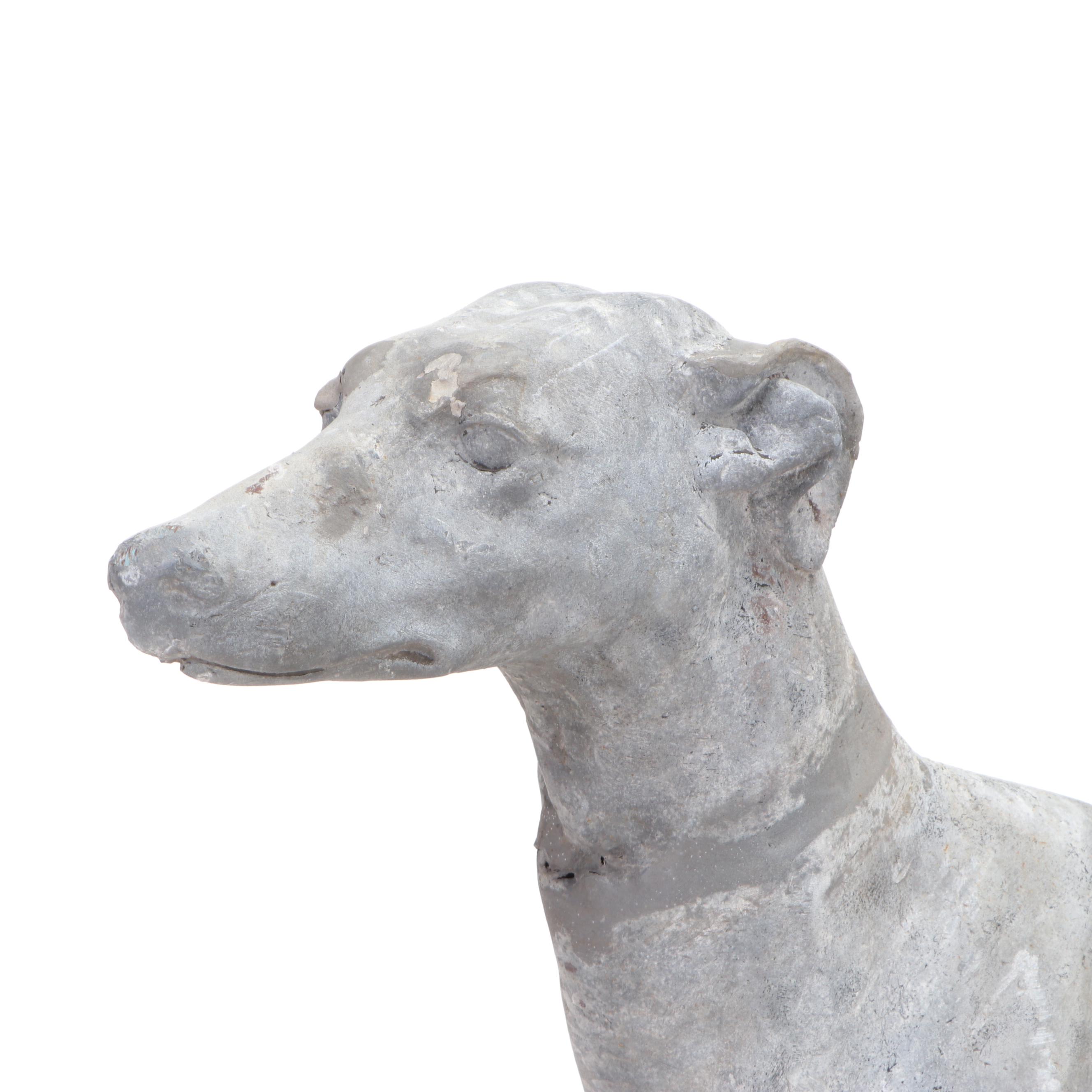 Cast Lead Life Size Greyhound Statue, Early 20th Century