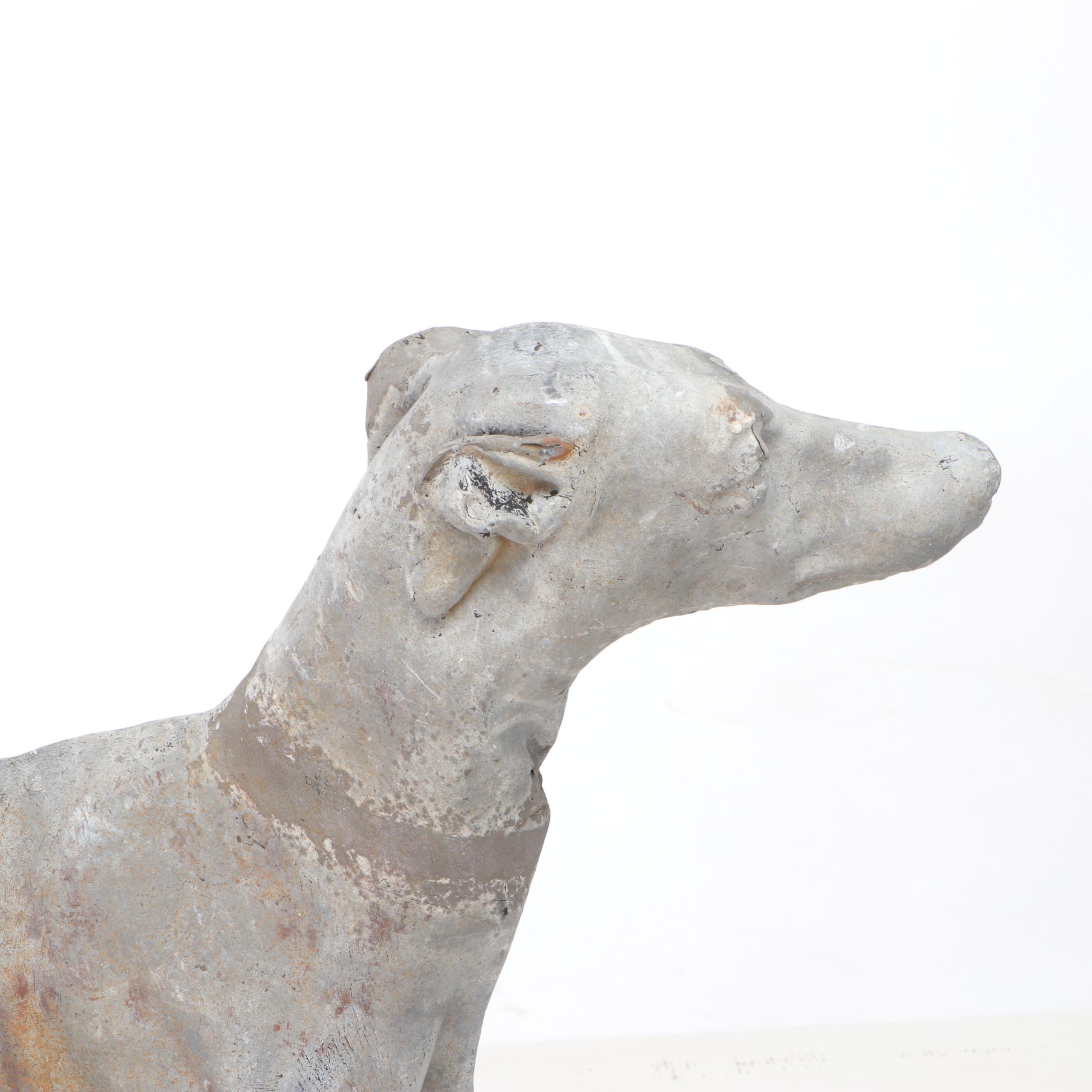 Cast Lead Life Size Greyhound Statue, Early 20th Century