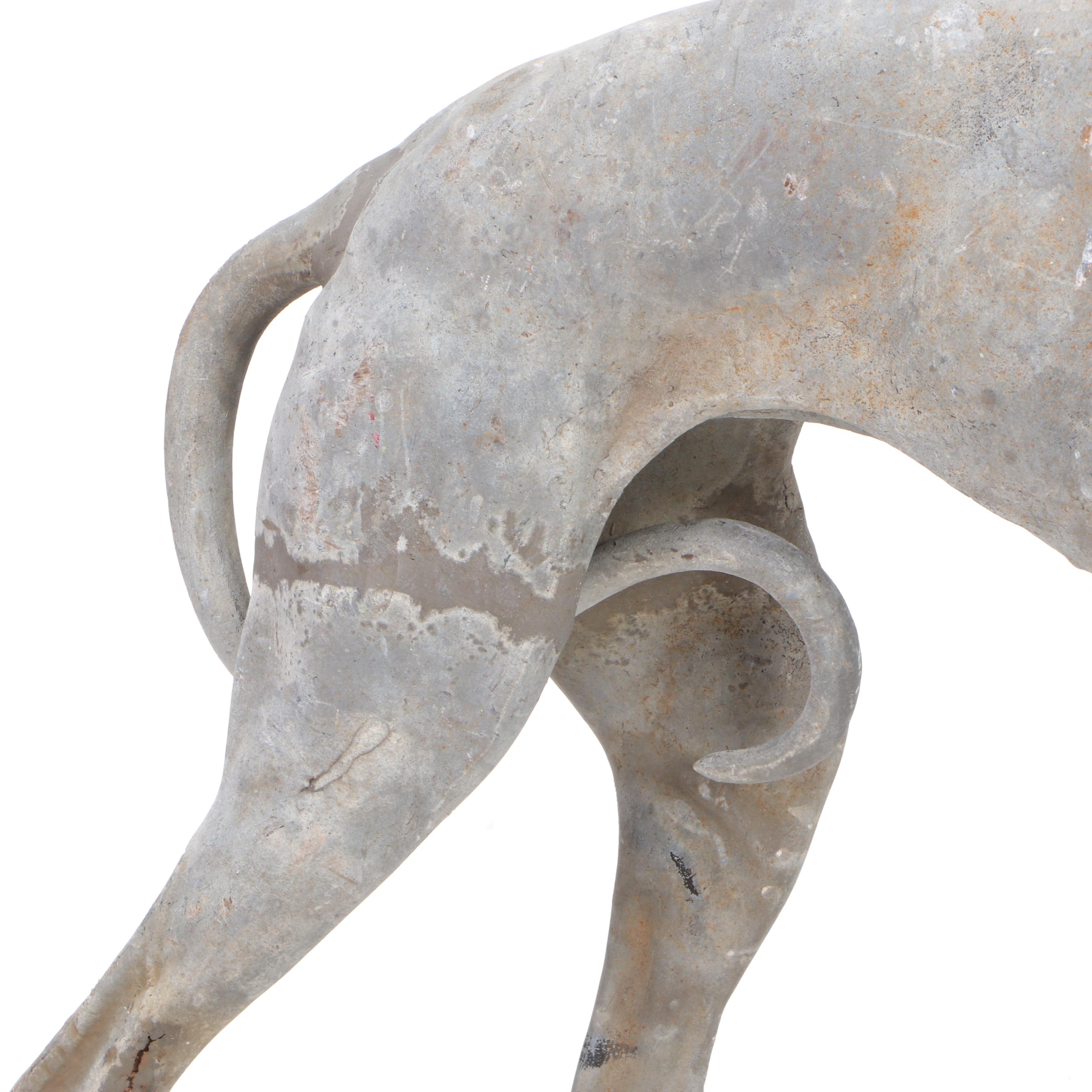 Cast Lead Life Size Greyhound Statue, Early 20th Century