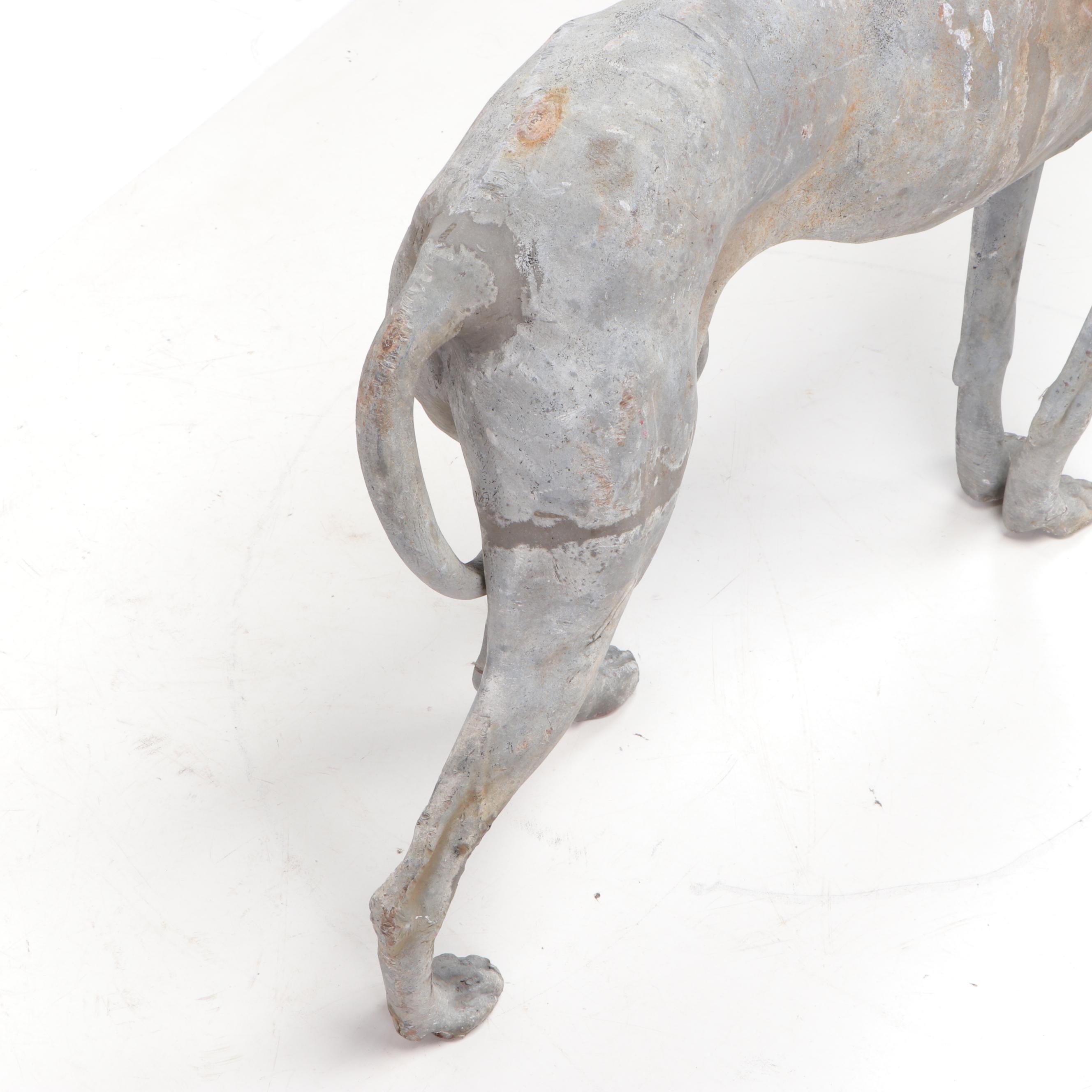 Cast Lead Life Size Greyhound Statue, Early 20th Century