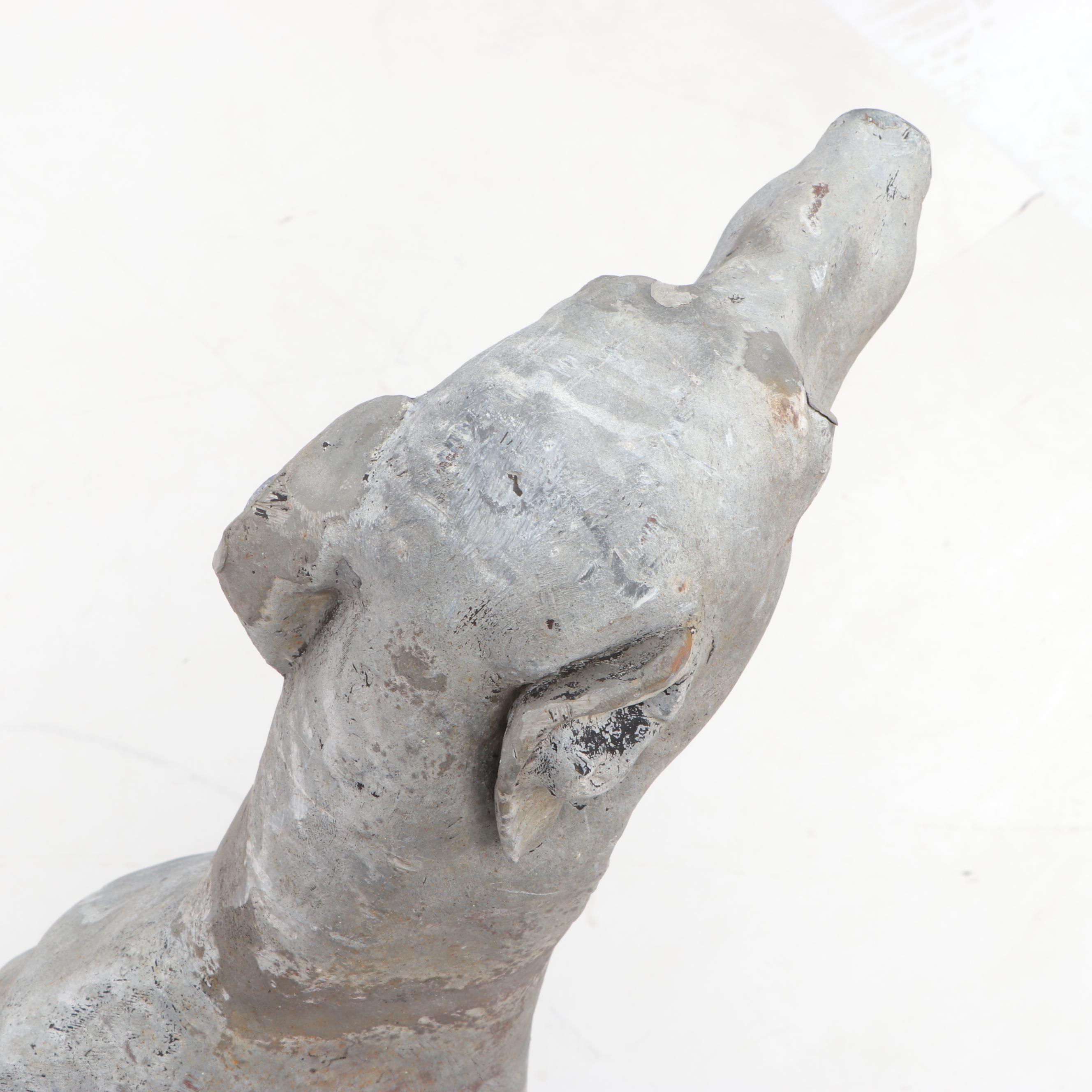 Cast Lead Life Size Greyhound Statue, Early 20th Century