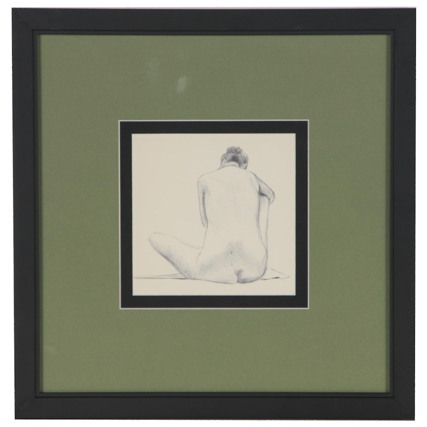 Susan Wohl Ink Drawing of Female Nude