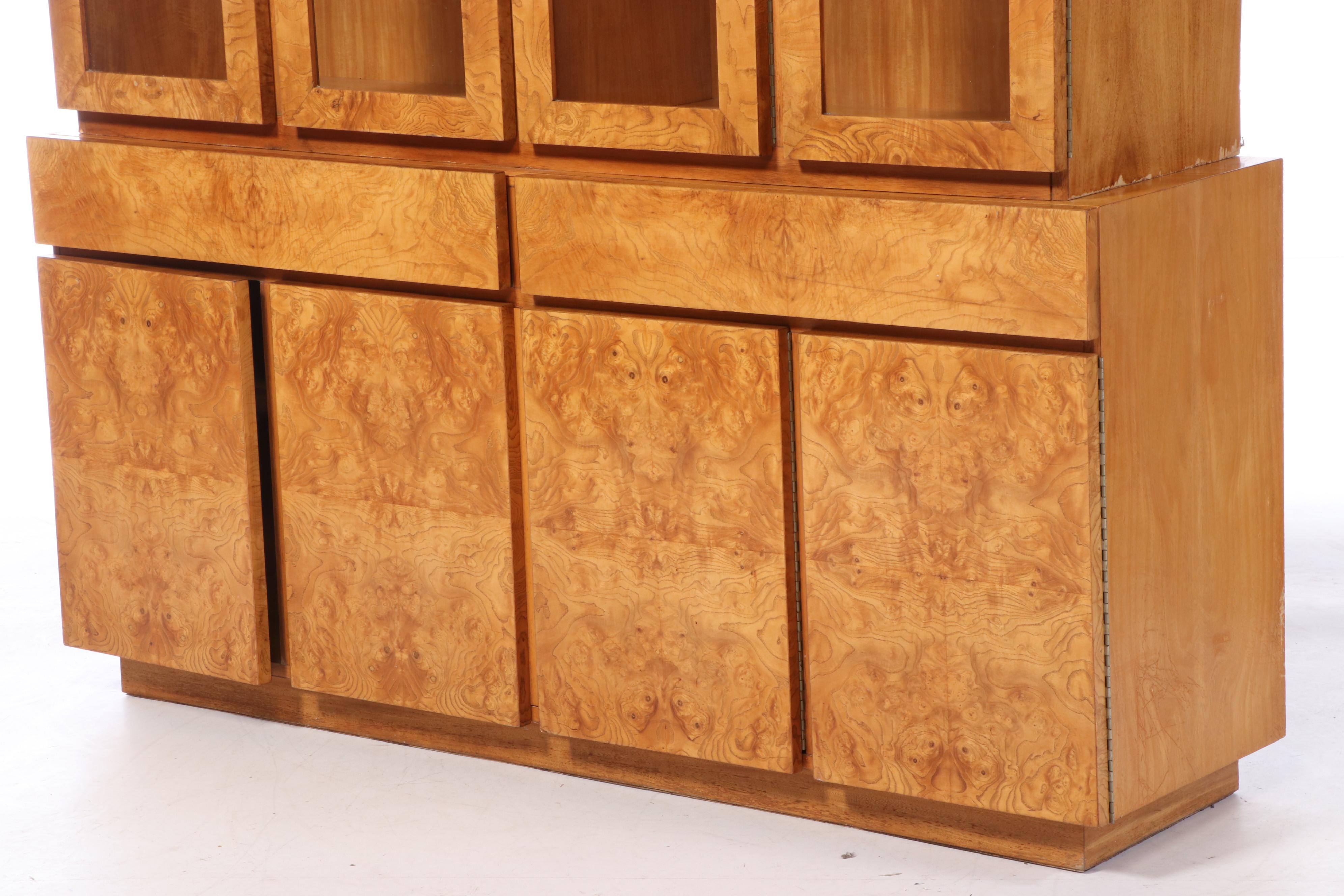 Lane Furniture Mid Century Modern Olive Ash Burl China Cabinet