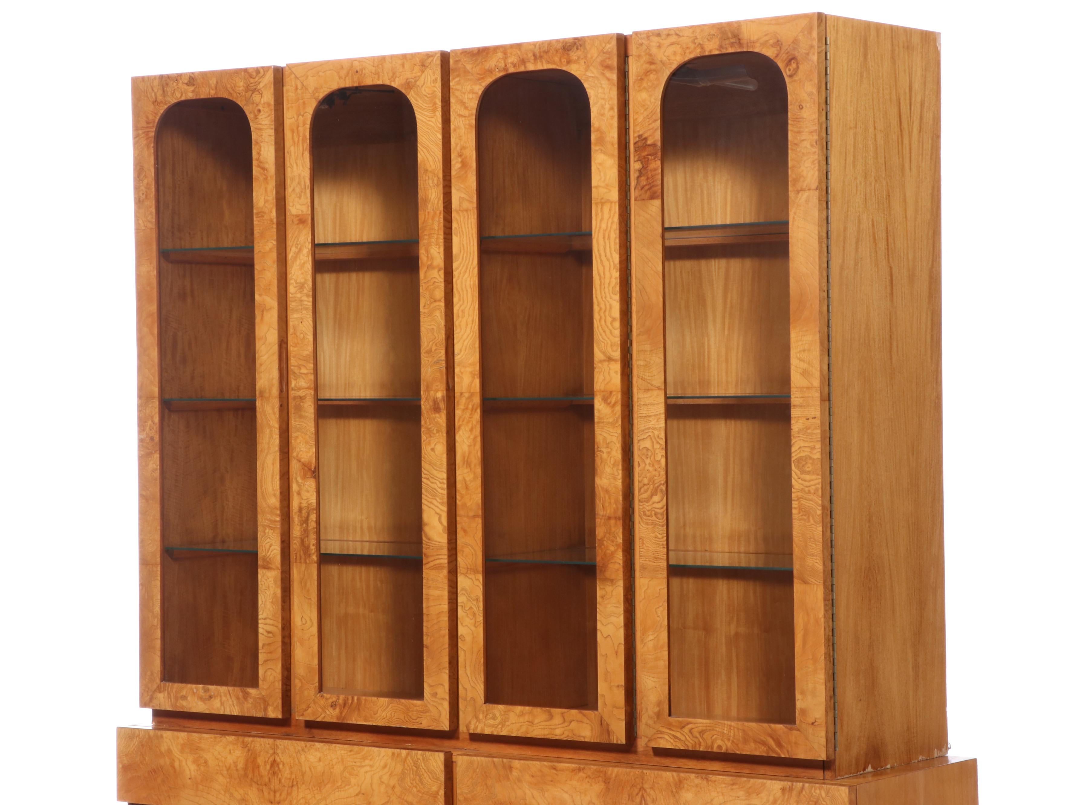 Lane Furniture Mid Century Modern Olive Ash Burl China Cabinet