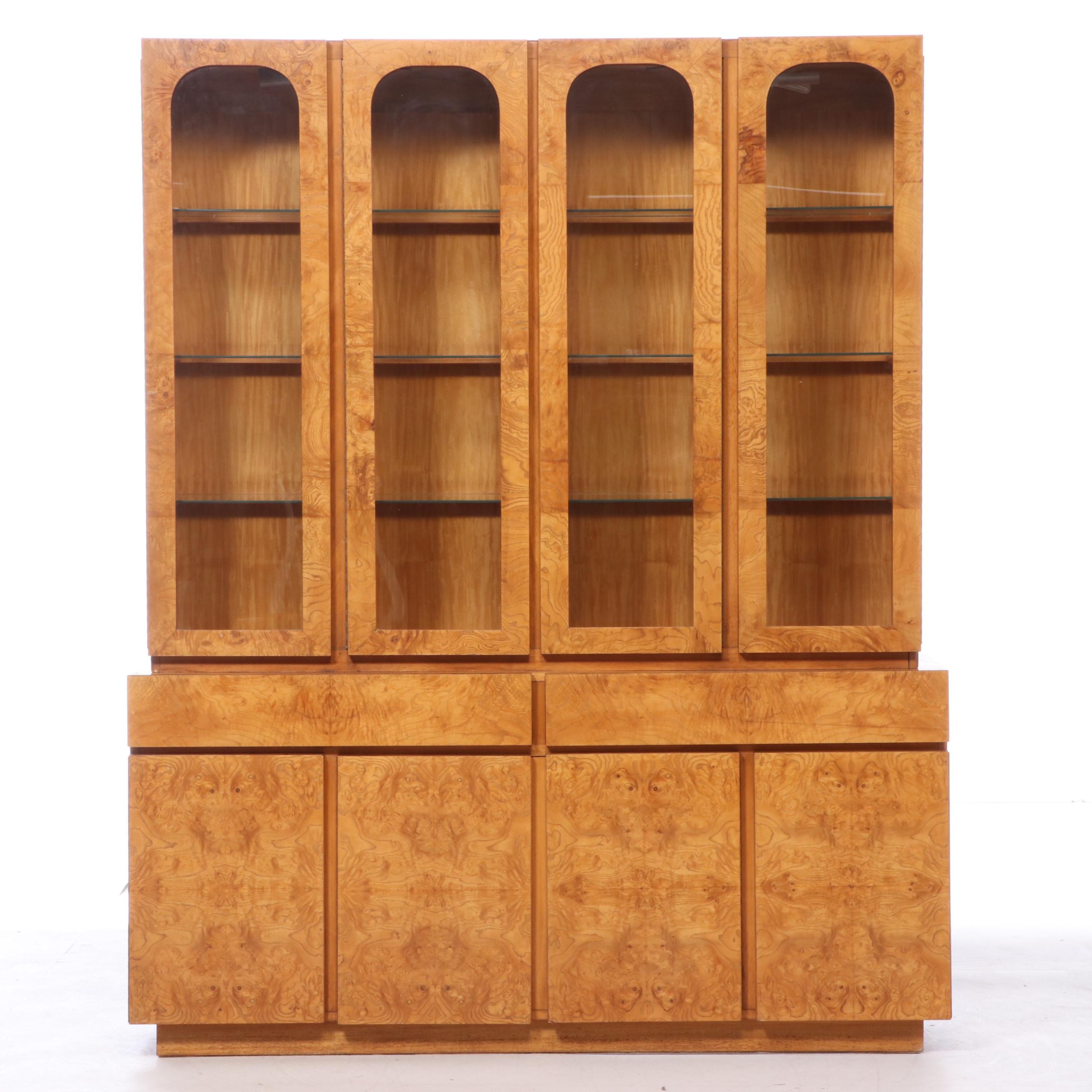 Lane Furniture Mid Century Modern Olive Ash Burl China Cabinet