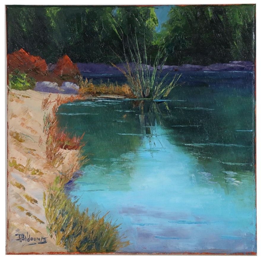 James Baldoumas Landscape Oil Painting "Pond View"