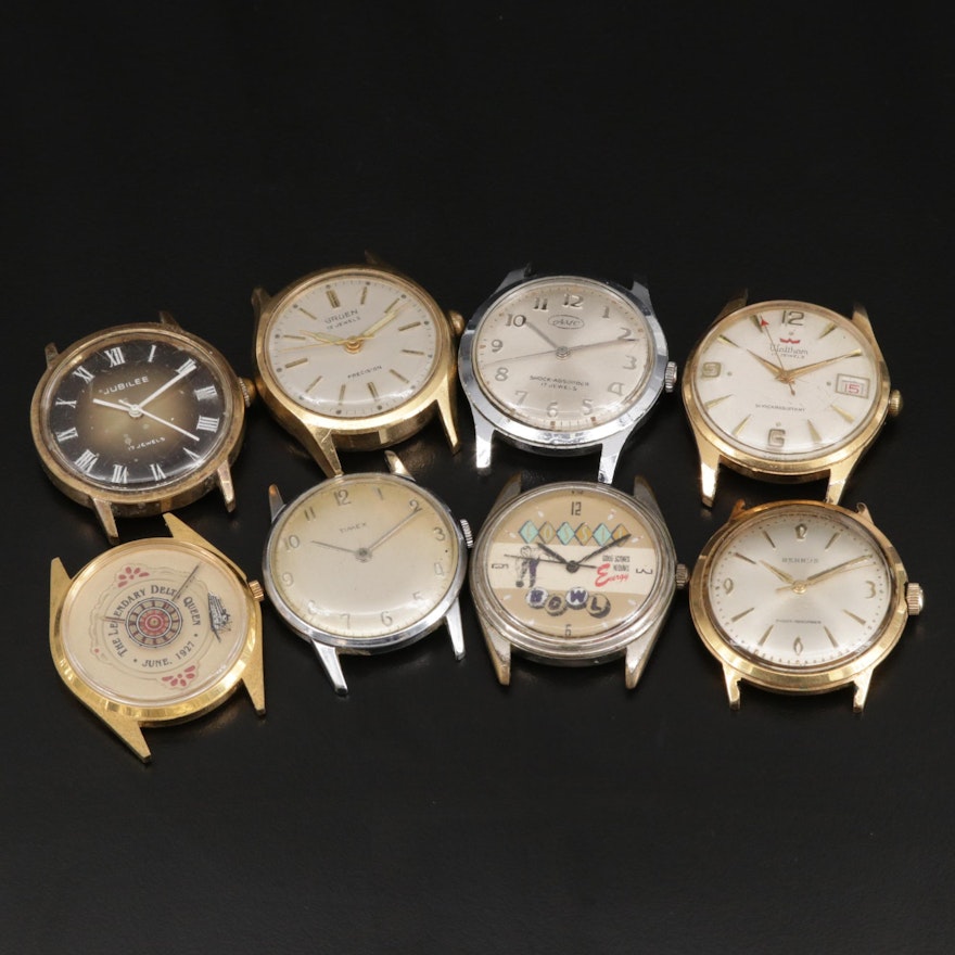 Assortment of Eight Stem Wind and Quartz Watches for Parts