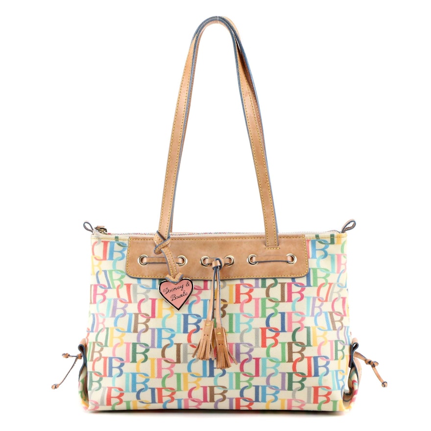 Dooney & Bourke Signature Multicolor Coated Canvas and Leather Shoulder Bag