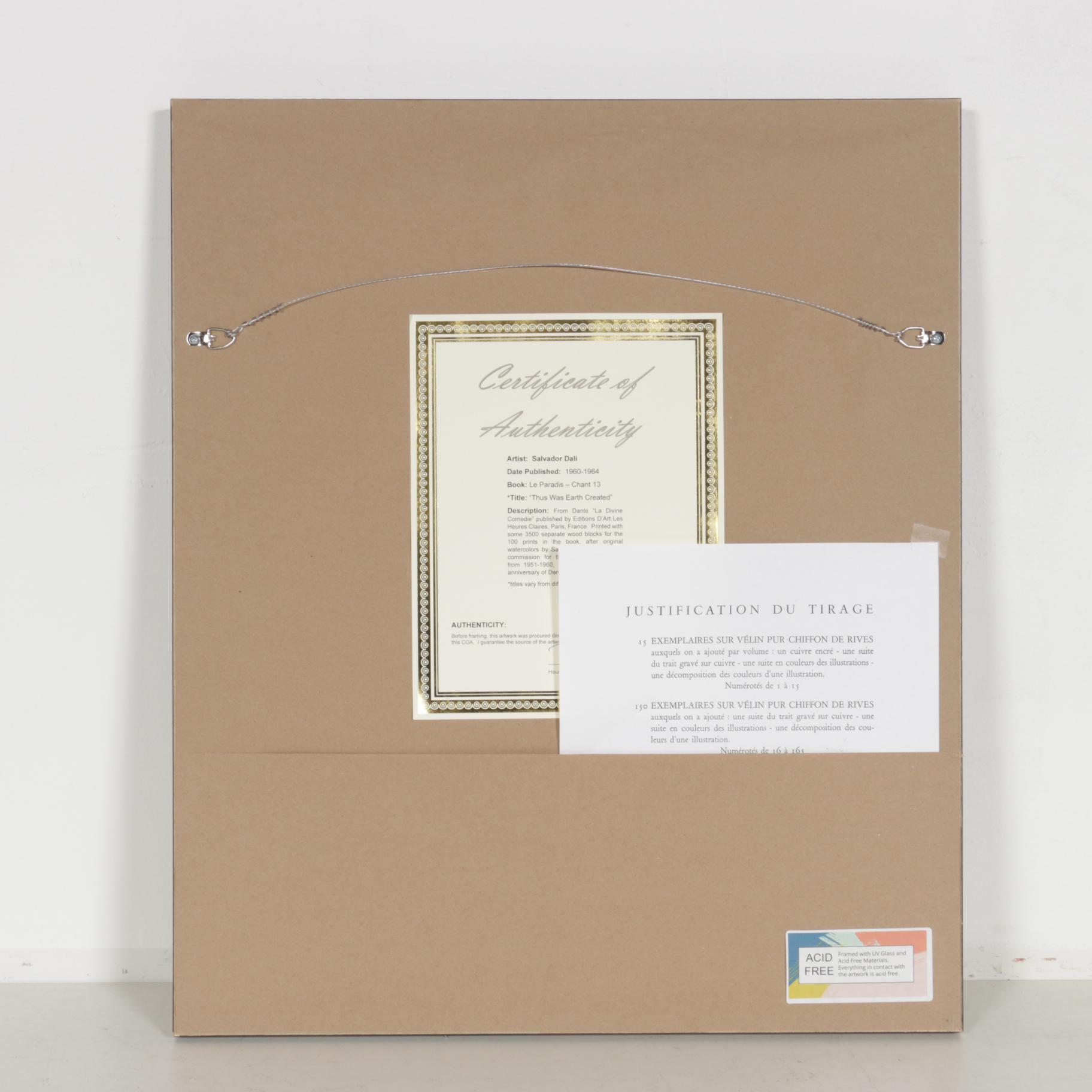 Salvador Dalí Wood Engraving "Heaven Canto 13: Thus Was Earth Created"