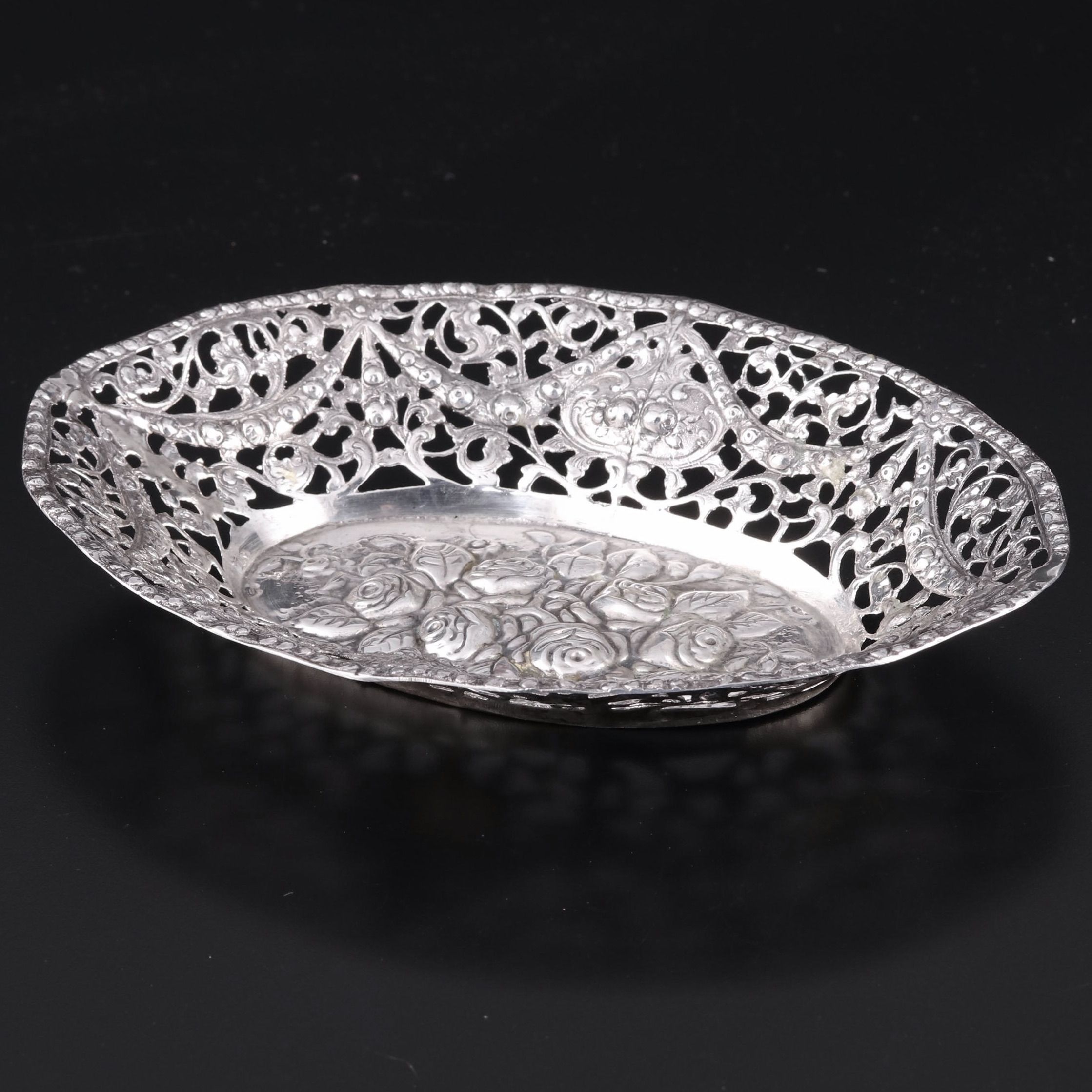 Israeli Ezada 800 Silver Reticulated Basket, 20th Century