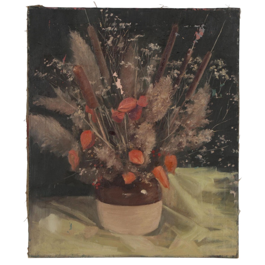 Floral Still Life Oil Painting, Mid 20th Century