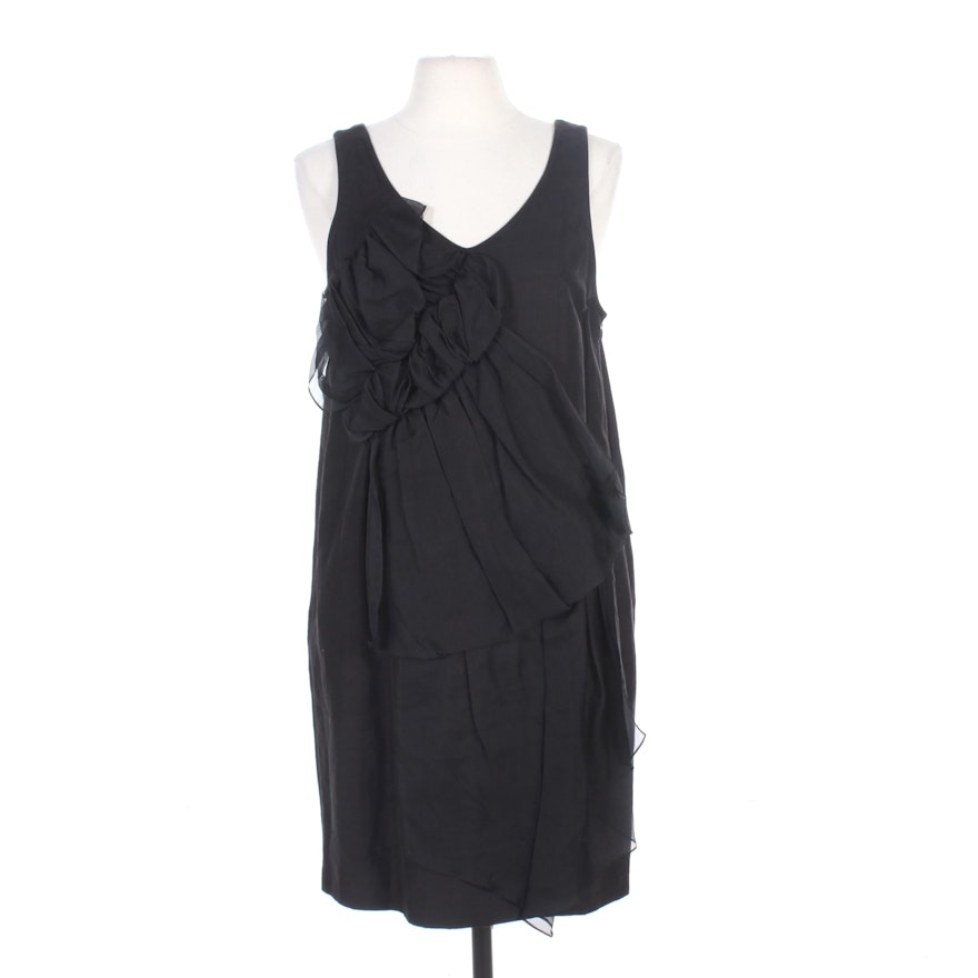 3.1 Phillip Kim Linen Blend Black Sleeveless Shift Dress with Pockets