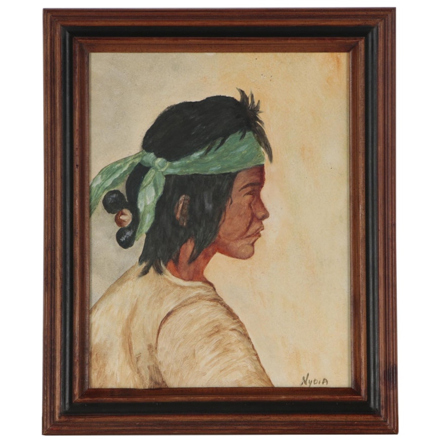 Portrait Oil Painting of Native American Boy