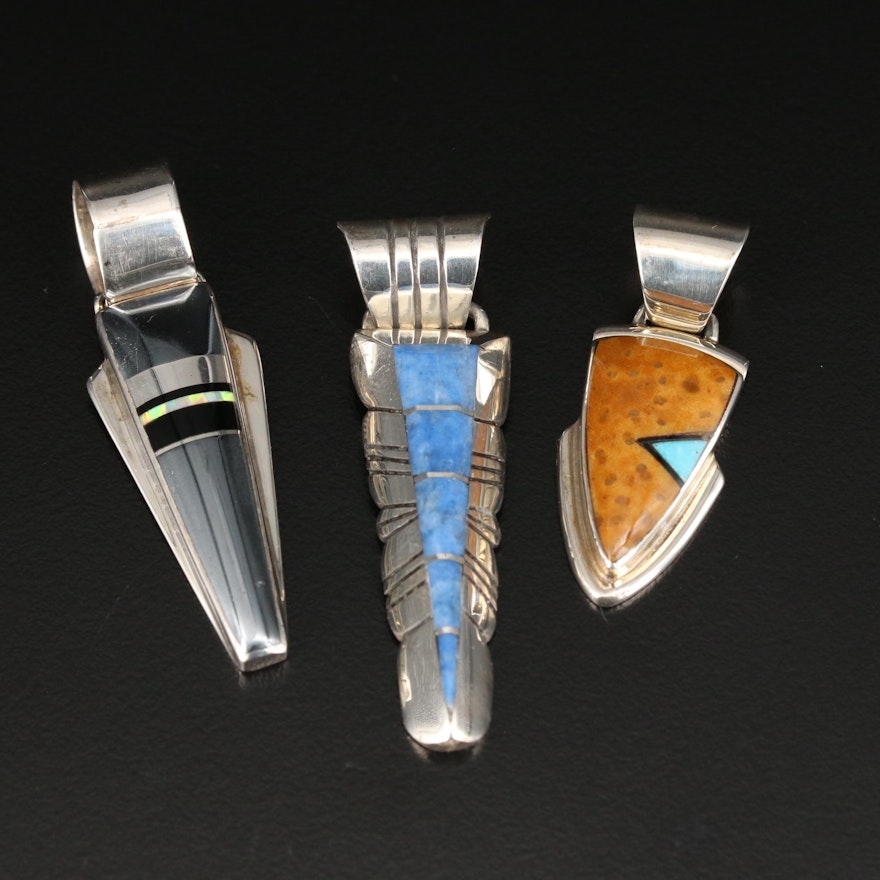 Chester Benally and Marie Tsosie Navajo Diné Sterling Silver Gemstone Pendants